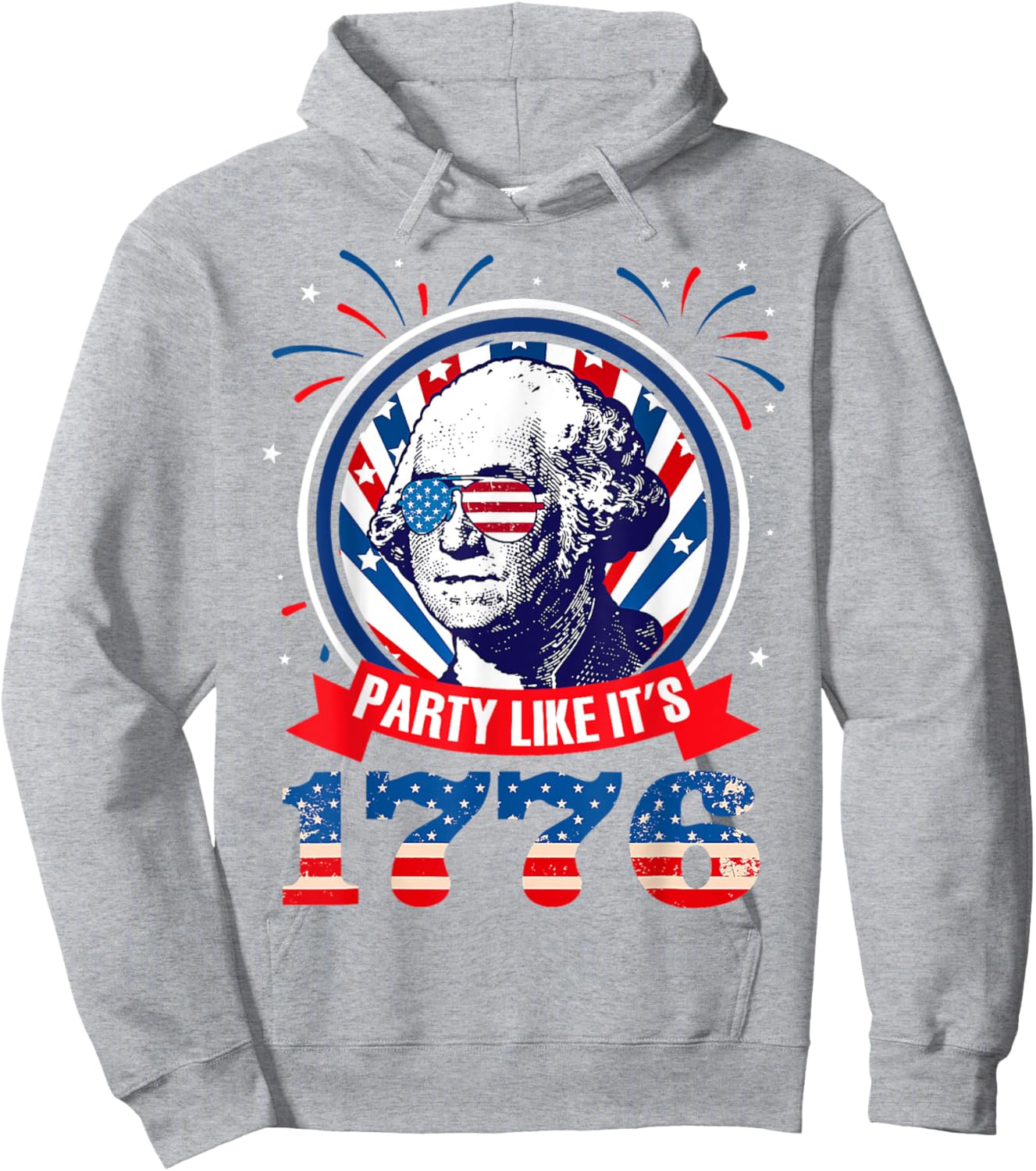Funny Party Like It Is 1776 4th of July George Washington Men Hoodie - Hoodie | Ash
