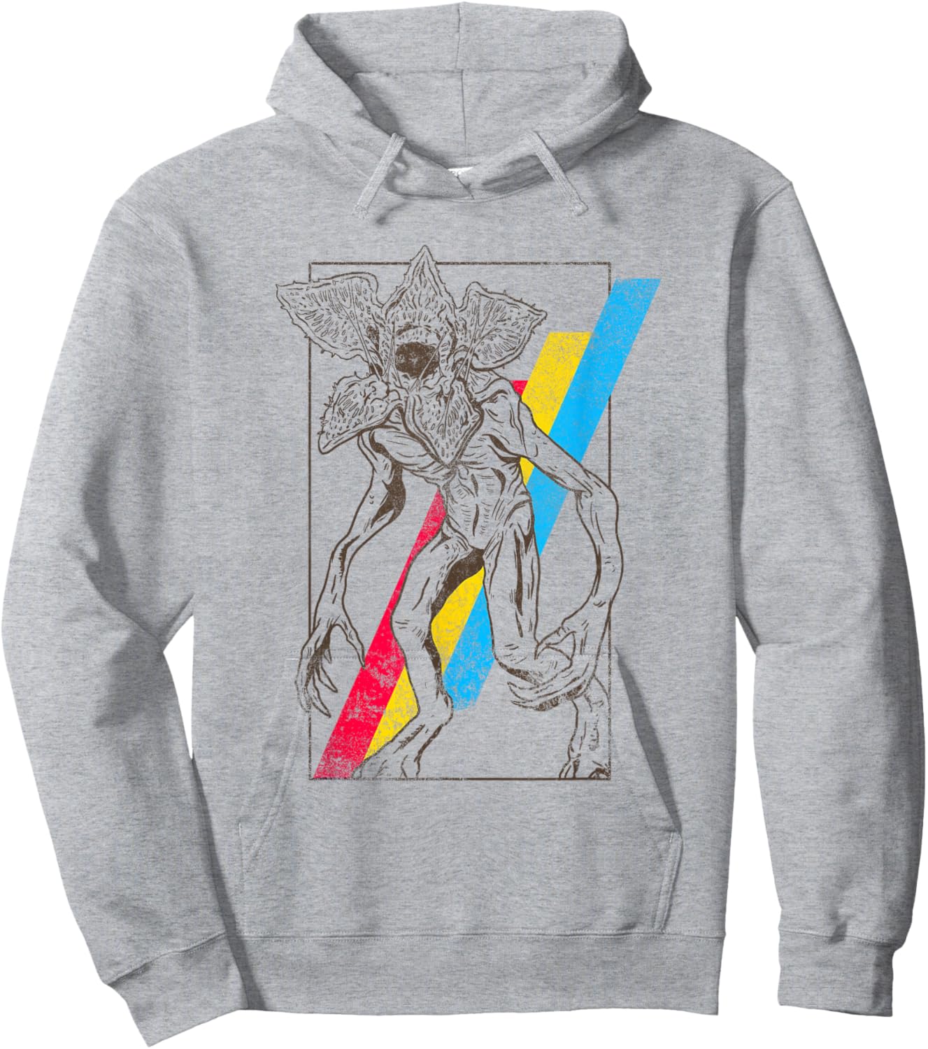 Stranger Things Rainbow Demogorgon Vintage Distressed Poster Hoodie - Hoodie | Ash