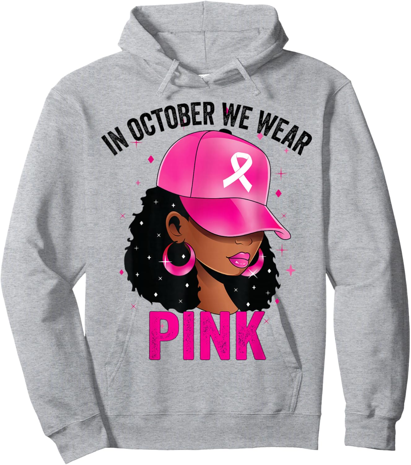 In October We Wear Pink Black Women Breast Cancer Awareness Hoodie - Hoodie | Ash