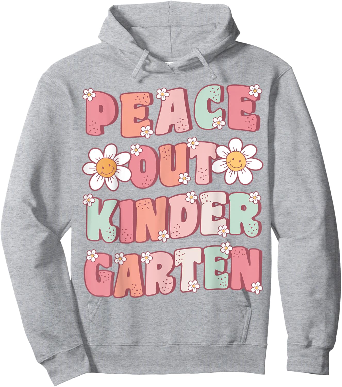 Peace Out Kindergarten Cute Groovy Last Day of Kindergarten Hoodie - Hoodie | Ash