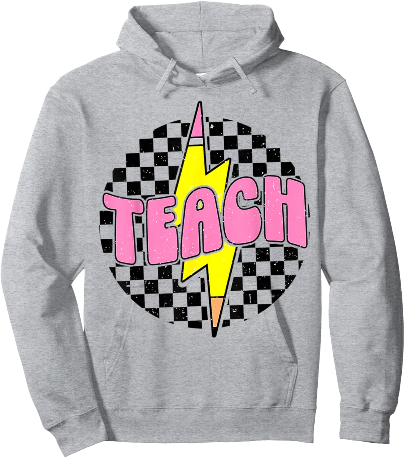 Teach Pencil Lightning Bolt Retro Back To School for Teacher Hoodie - Hoodie | Ash