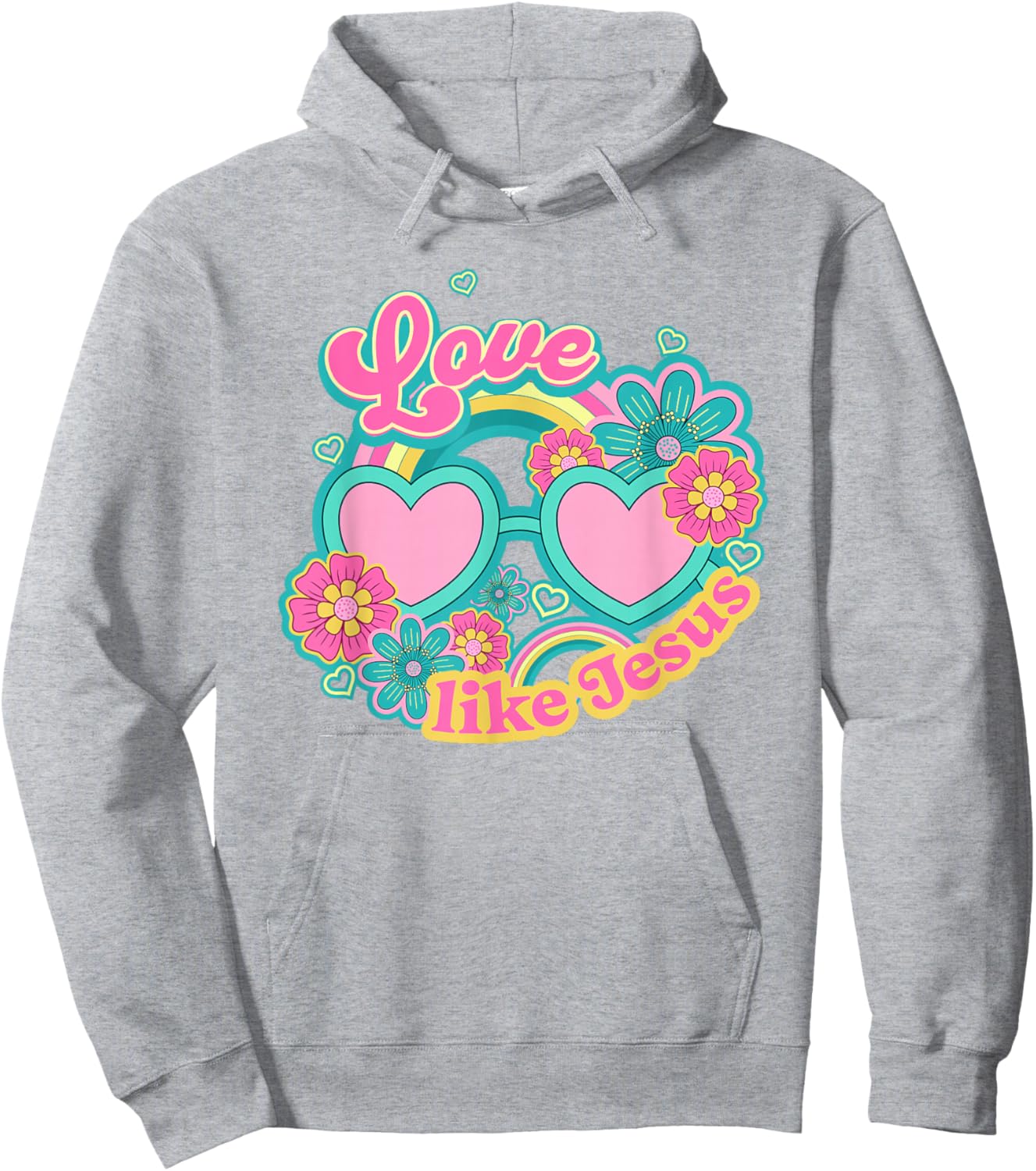 Retro Groovy Christian LOVE LIKE JESUS Hoodie - Hoodie | Ash