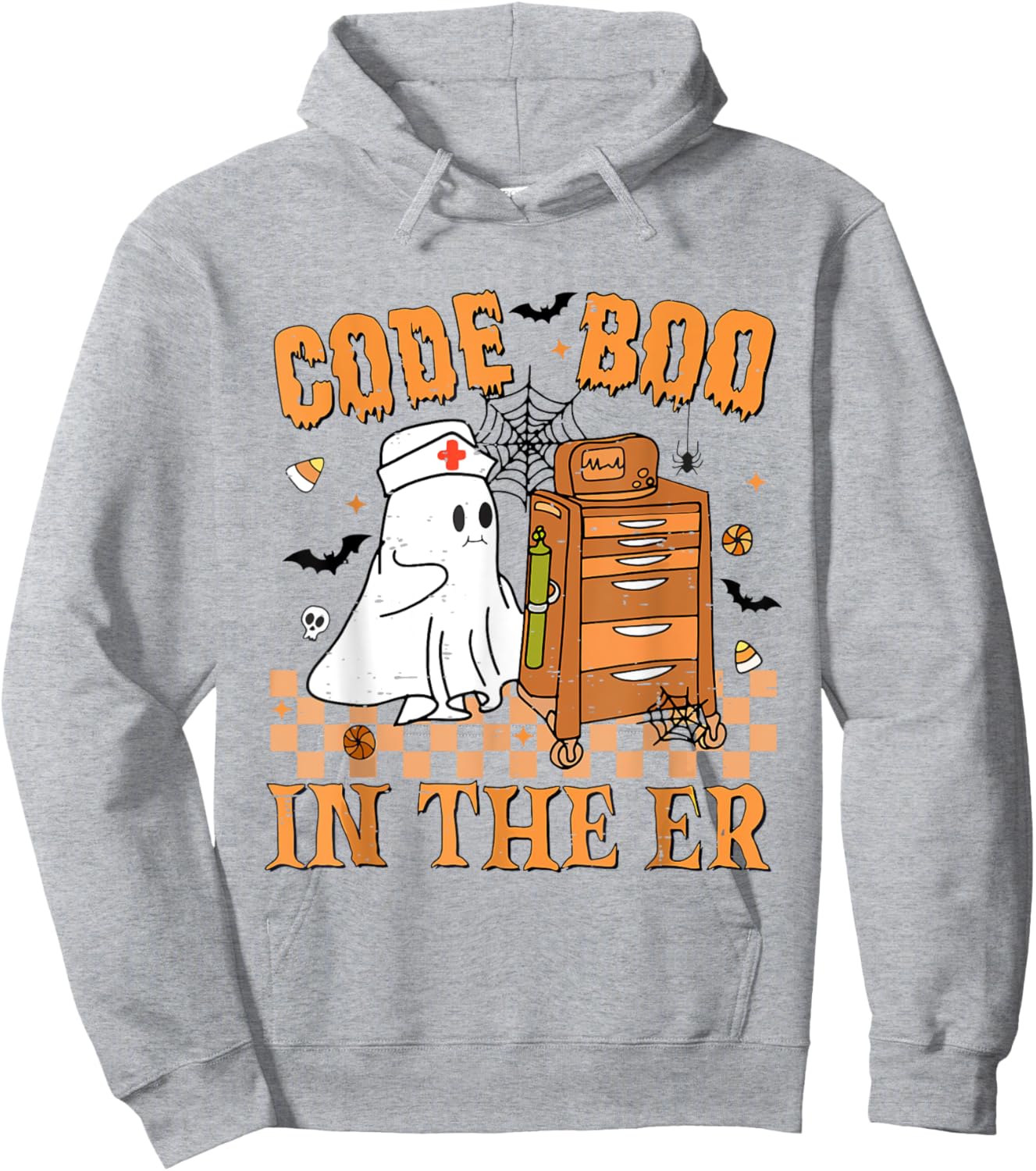 Cute Emergency Department Code Boo In The Er Nurse Halloween Hoodie - Hoodie | Ash
