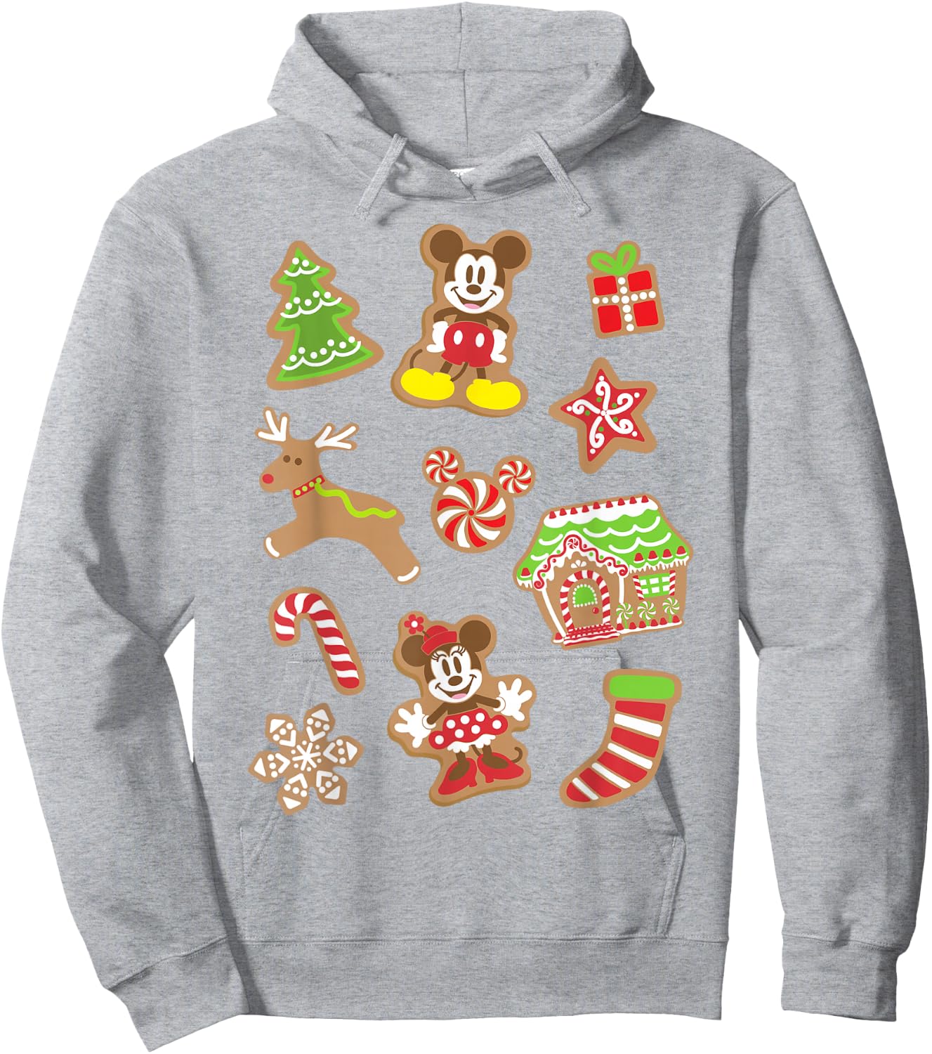 Disney Mickey And Minnie Christmas Gingerbread Cookies Short Sleeve Hoodie - Hoodie | Ash