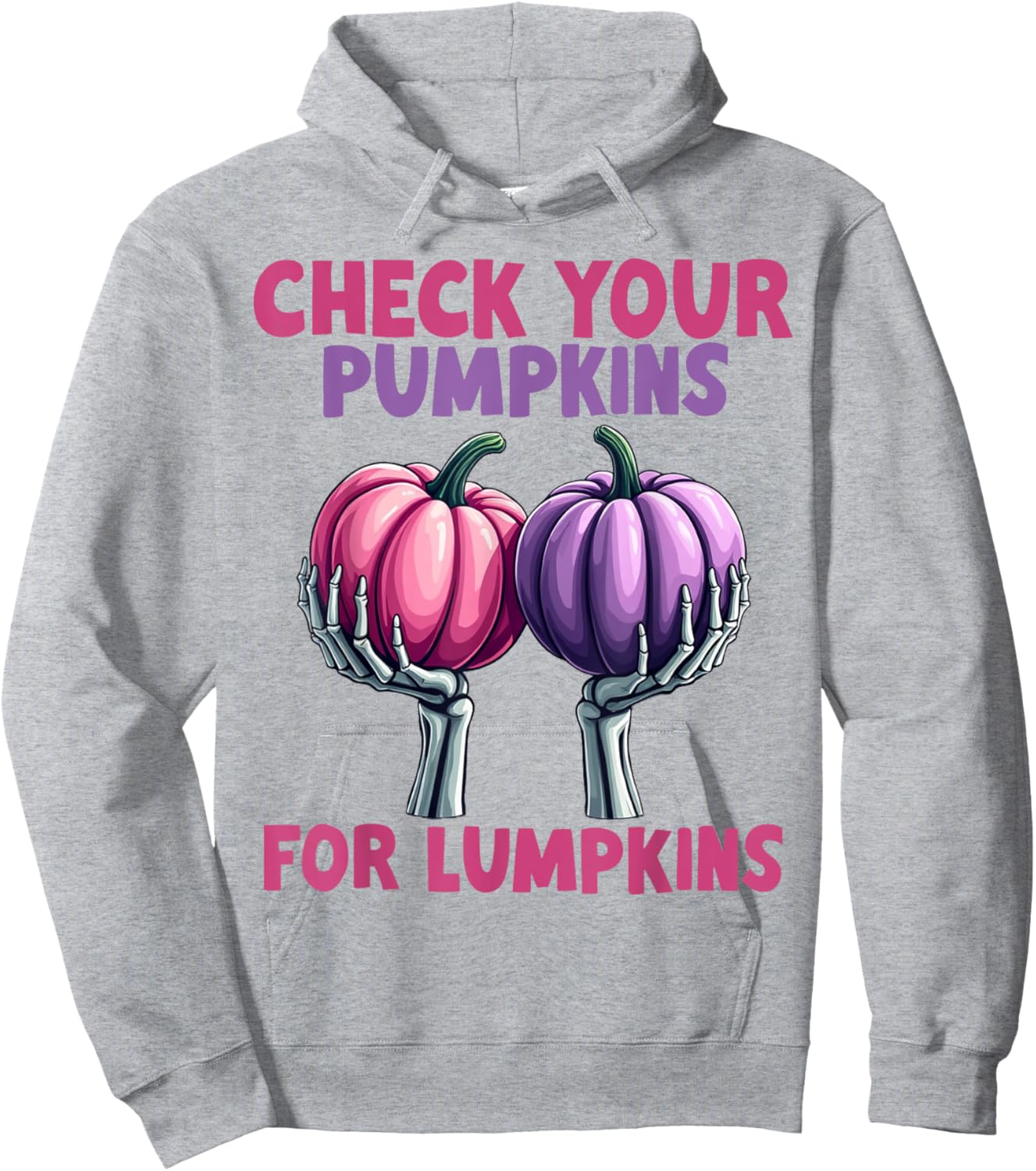 Check Your Pumpkins For Lumpkins Breast Cancer Awareness Hoodie - Hoodie | Ash