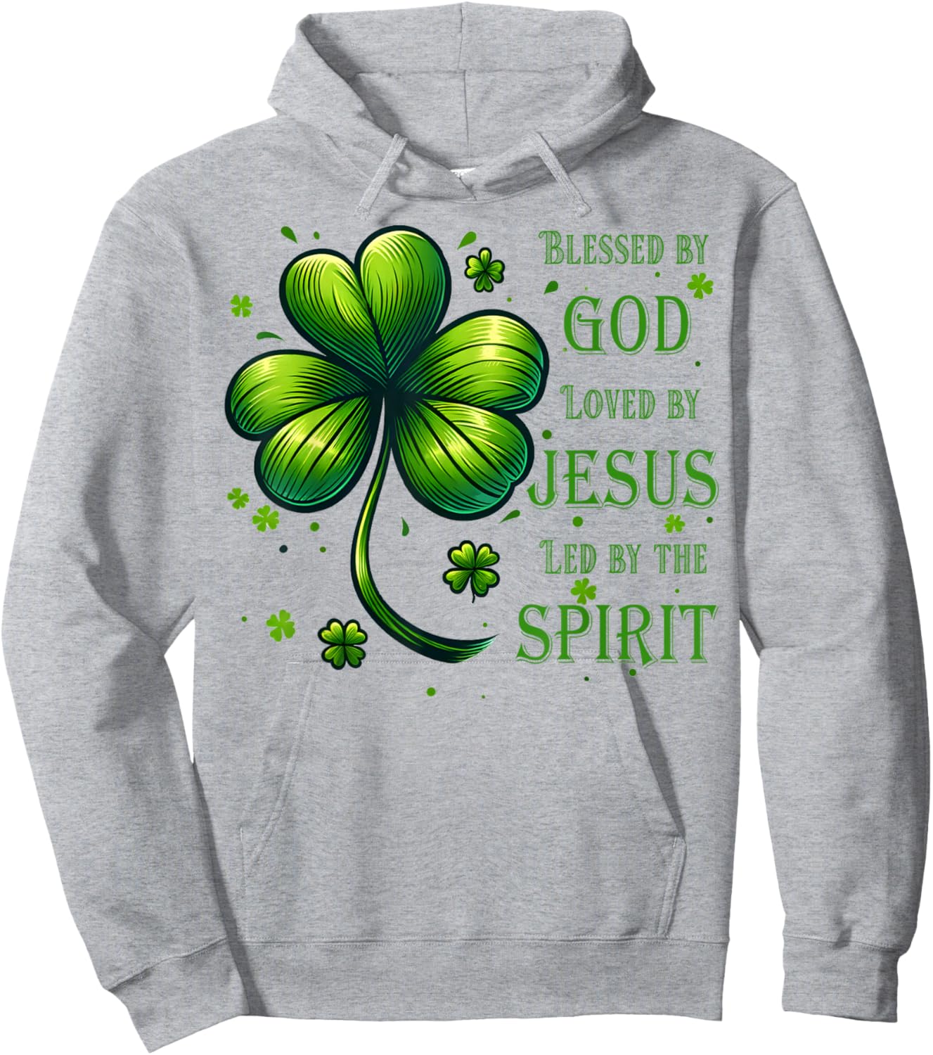 Blessed by God Loved By Jesus St. Patrick's Day Christian , Small Hoodie - Hoodie | Ash