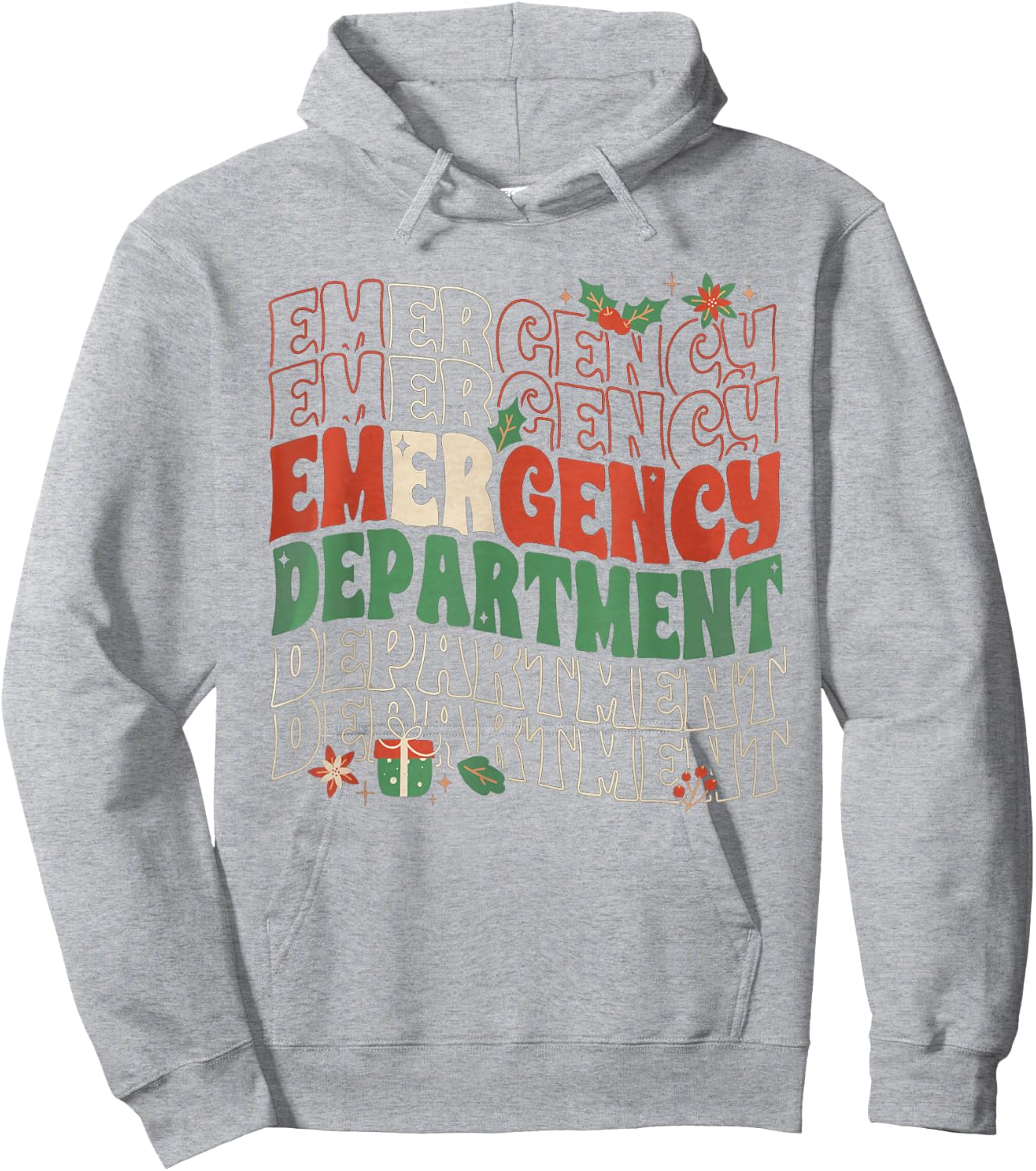 Emergency Department Christmas Holiday ER Nurse ED Nurse Hoodie - Hoodie | Ash