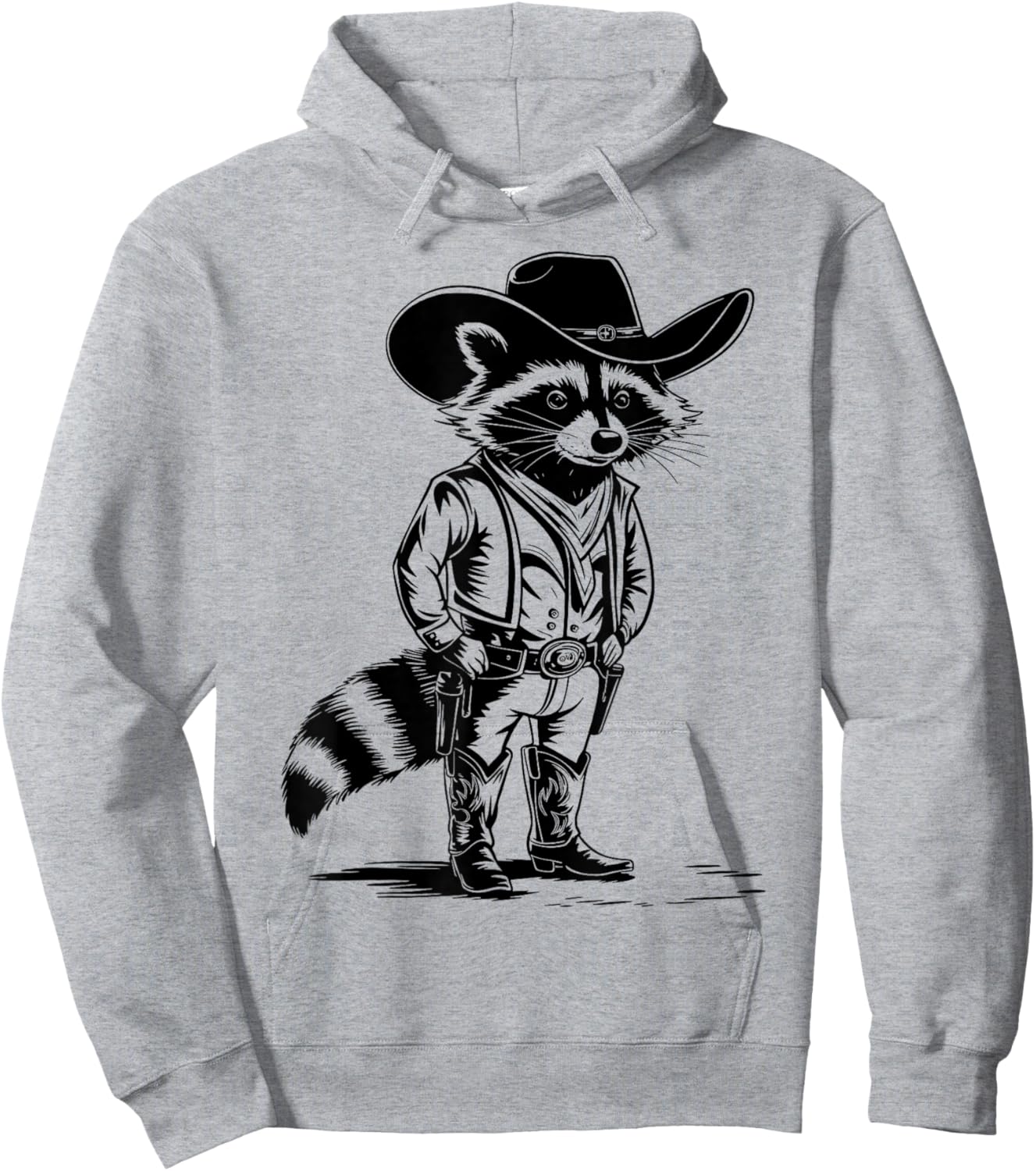 Vintage Raccoon Cowboy Country Graphic Western Men Women , grey, S Hoodie - Hoodie | Ash
