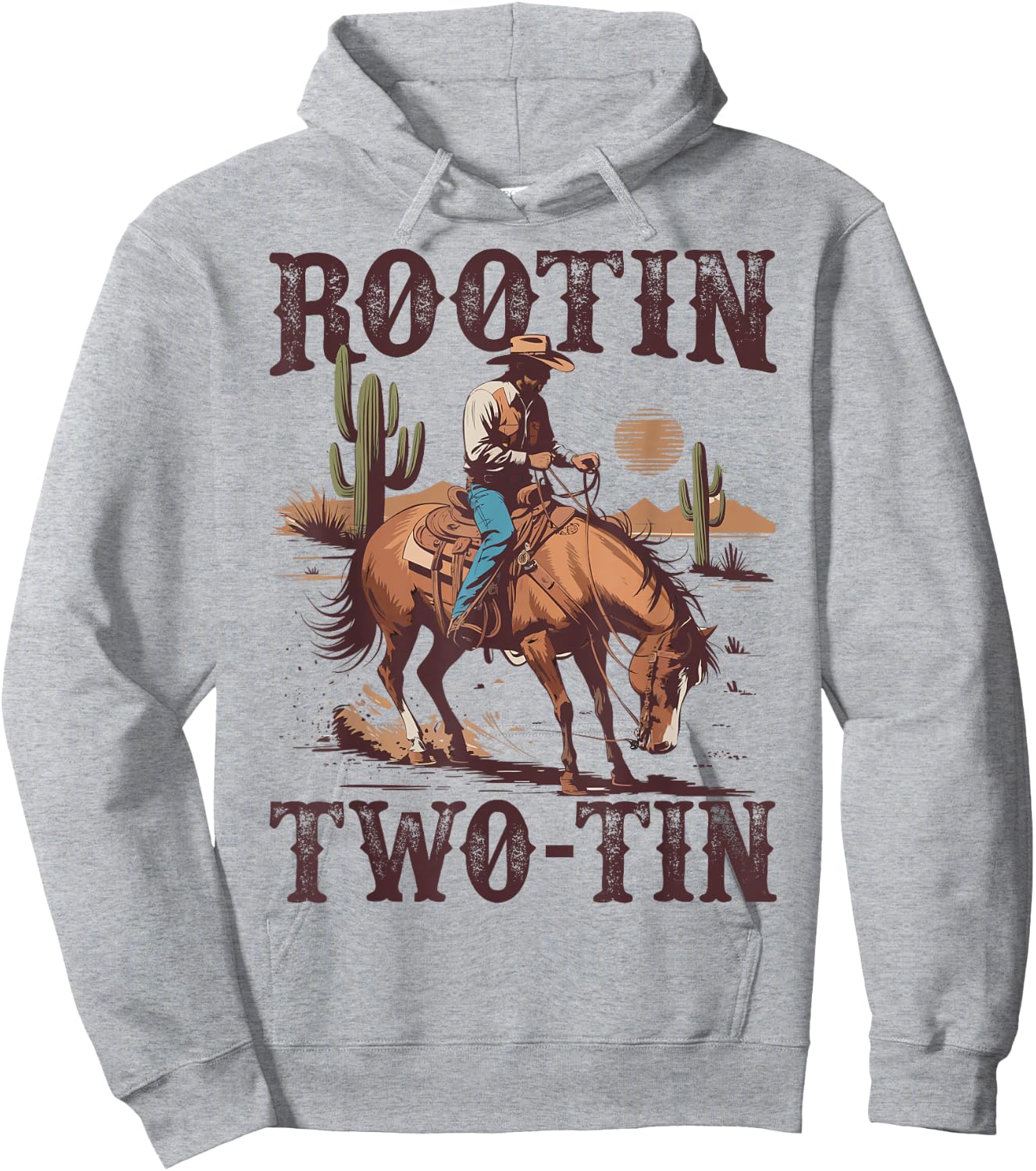 Rootin Two-tin 2nd Birthday 2 Year Old Western Cowboy Bday Hoodie - Hoodie | Ash