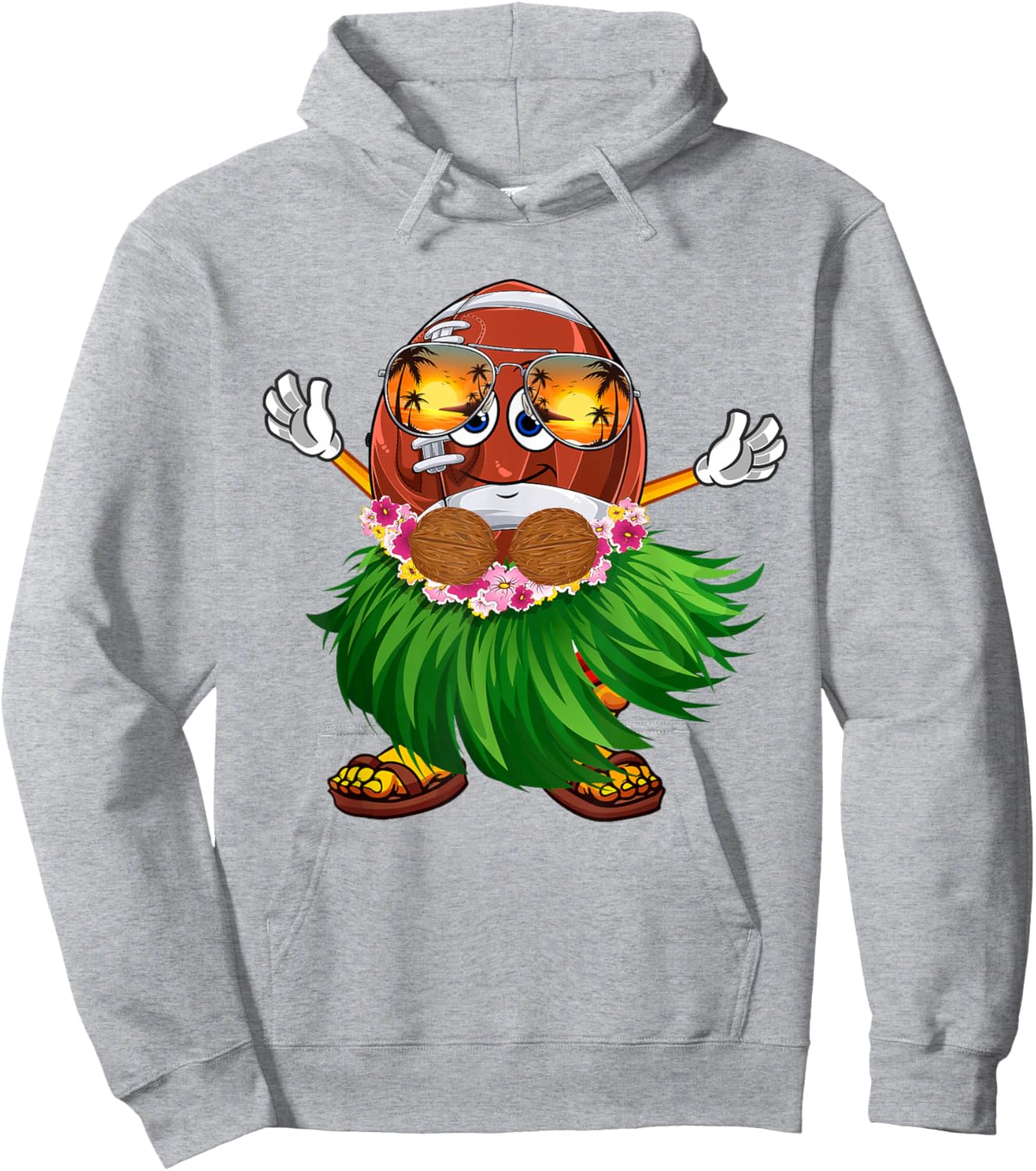 Funny Hawaii Football Ball Hawaiian Tropical Summer Vacation Hoodie - Hoodie | Ash