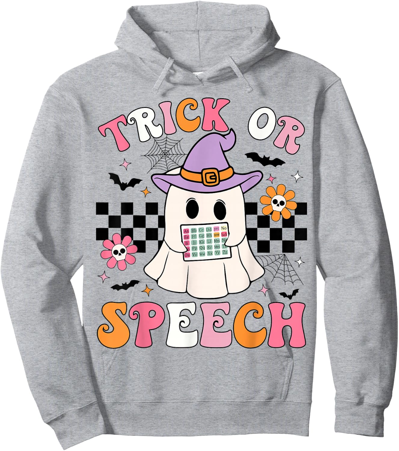 Trick or Speech Funny SLP Halloween Speech Therapy Halloween Hoodie - Hoodie | Ash