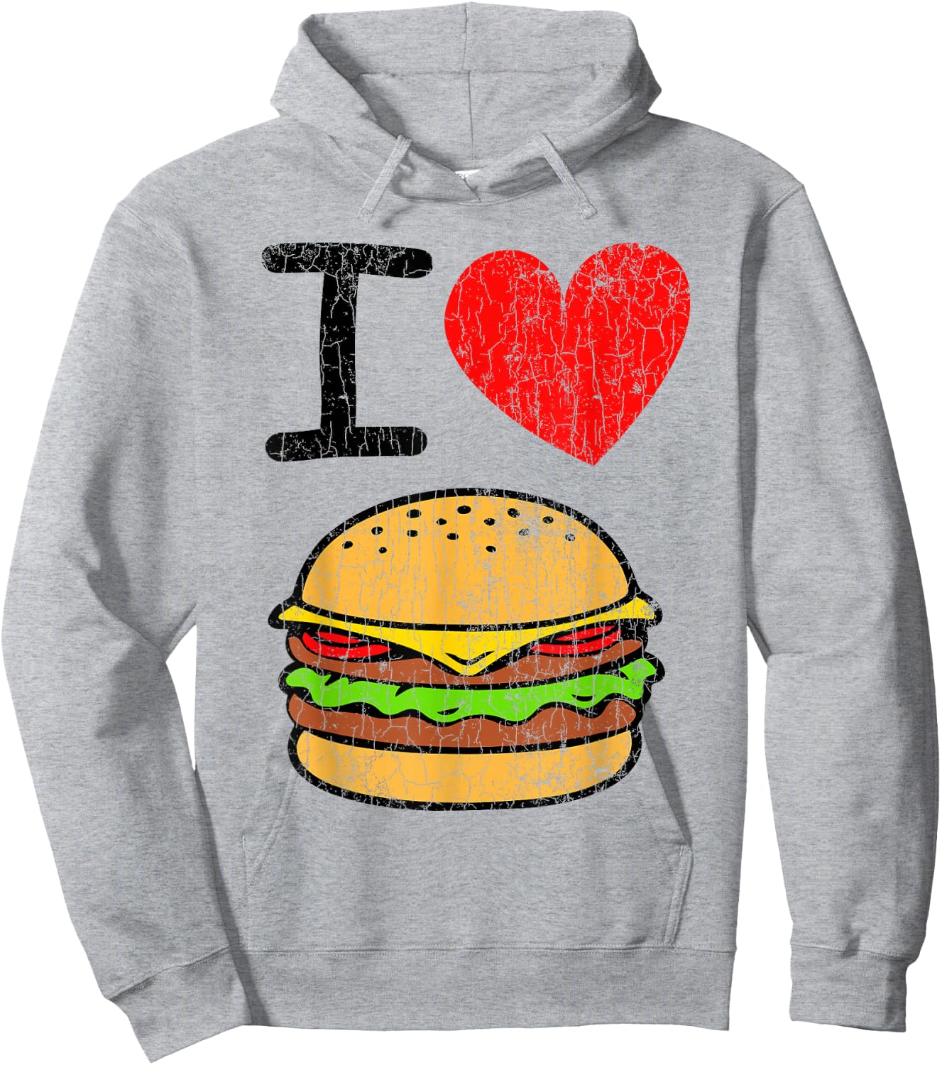 I Love Burgers Funny Hamburger Cheeseburger Graphic Hoodie - Hoodie | Ash
