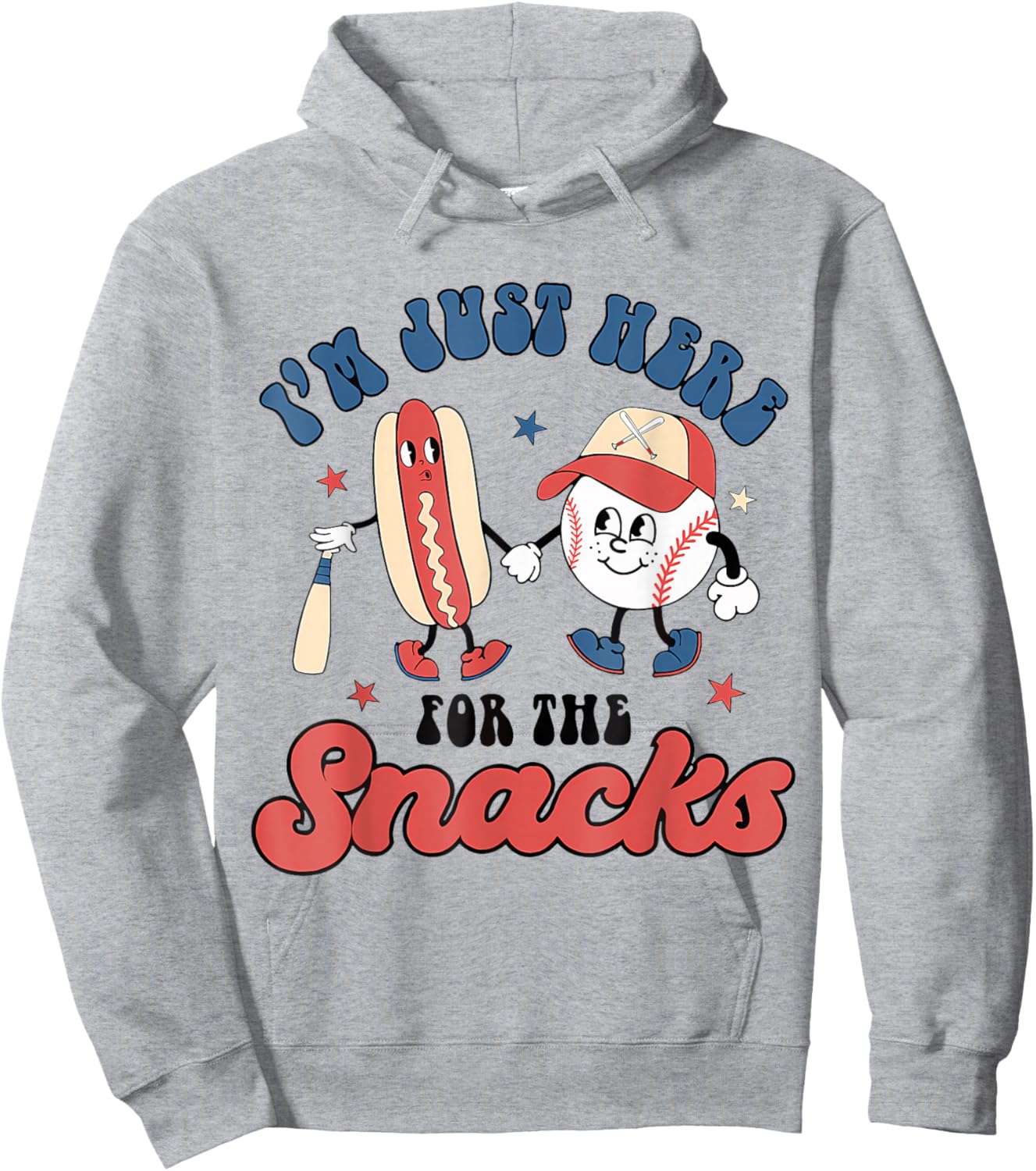 I'm Just Here For The Snacks Baseball 4Th Of July Hot Dog Hoodie - Hoodie | Ash