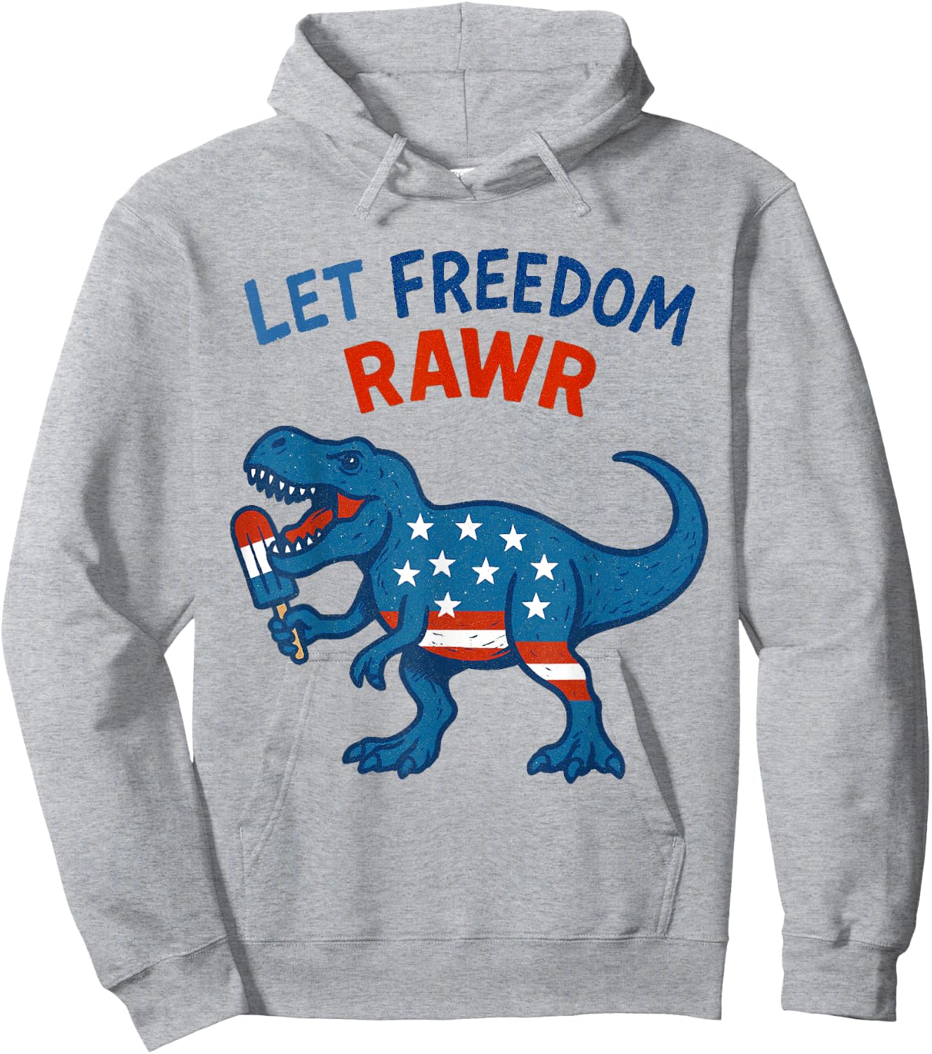 Dinosaur USA Roar TREX American Flag Hoodie - Hoodie | Ash