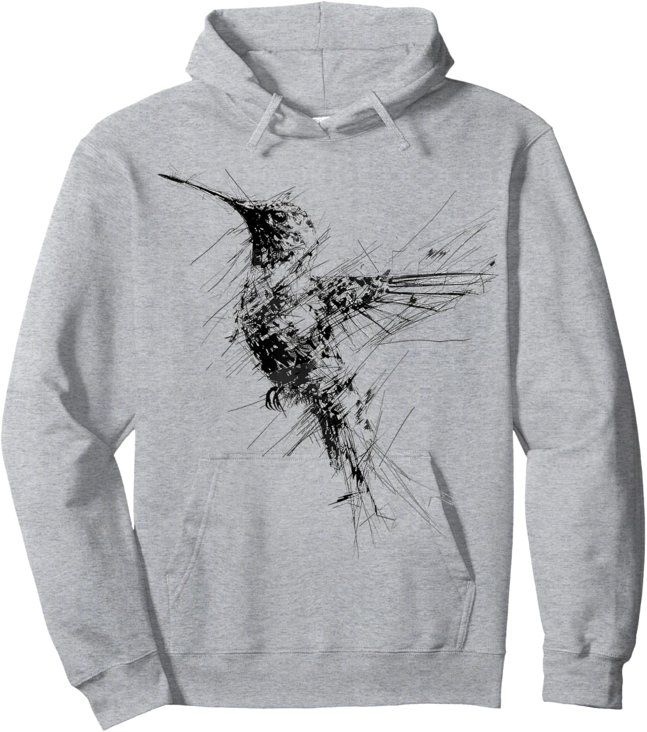 Hummingbird Art Drawing Animal Abstract Graphic Hummingbird Hoodie - Hoodie | Ash