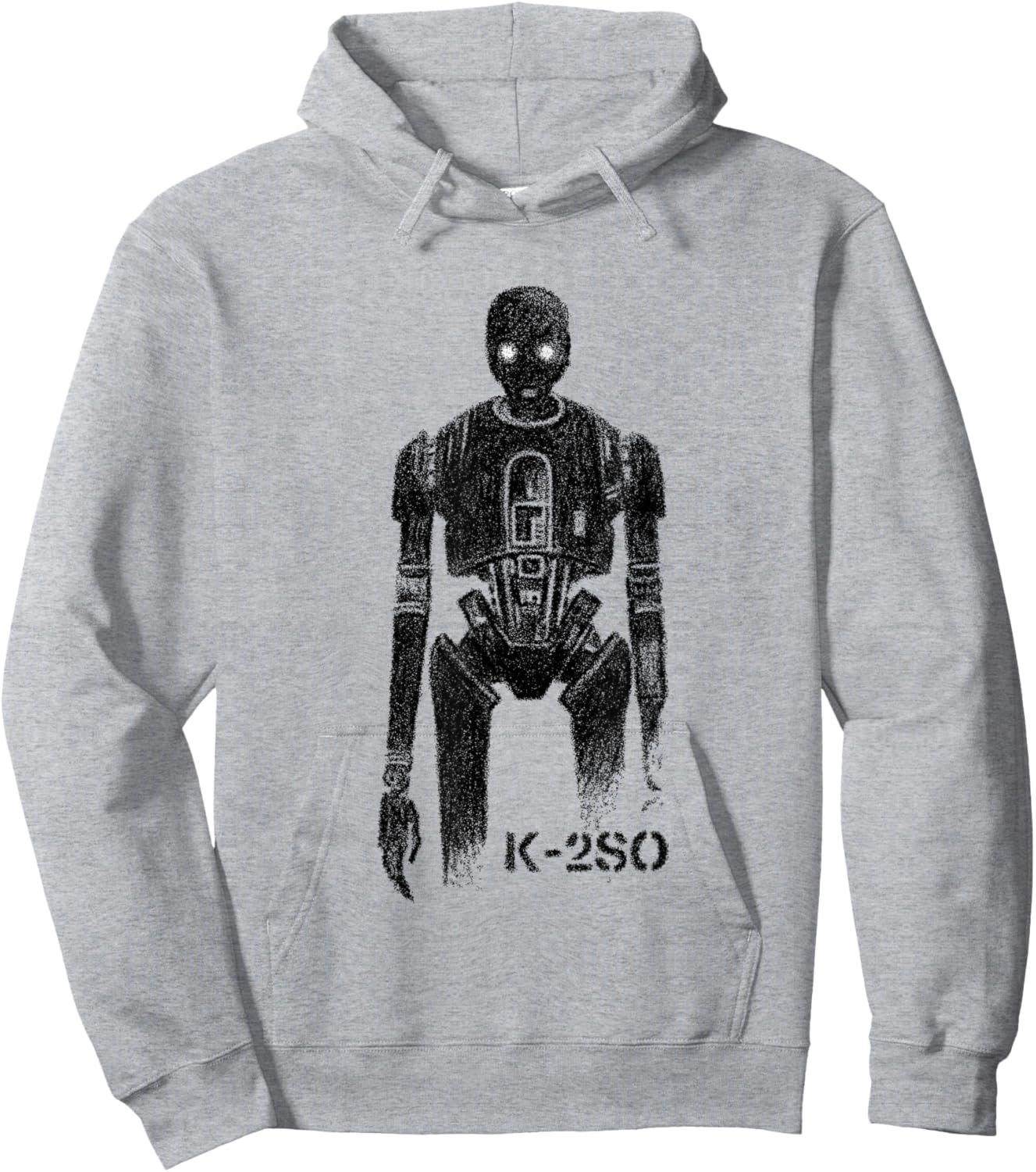 Star Wars Rogue One Iconic K-2SO Enforcer Droid Faded Logo Hoodie - Hoodie | Ash