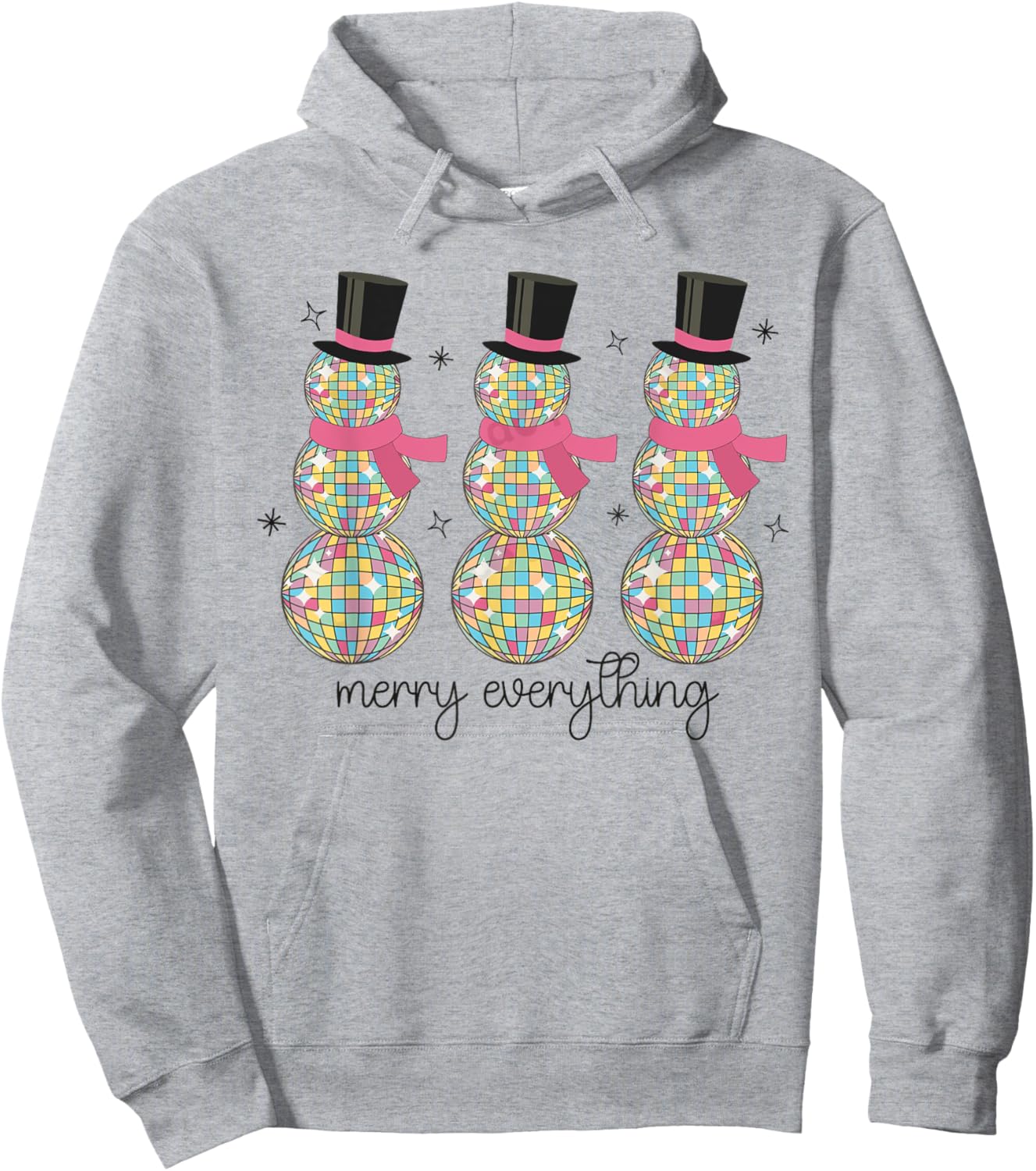 Merry Everything Disco Ball Snowman Christmas Party Xmas Hoodie - Hoodie | Ash