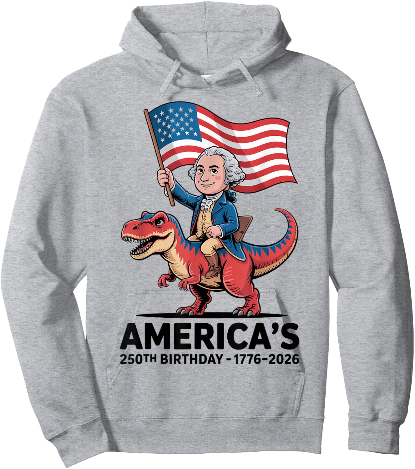 George Washington Riding Dinosaur 250th Birthday Fun Teacher Hoodie - Hoodie | Ash