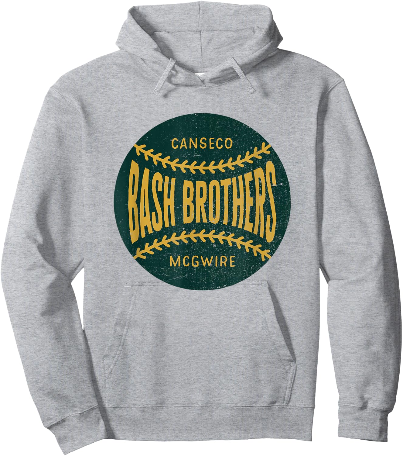 Distressed Vintage-Look Bash Brothers | Baseball Hoodie - Hoodie | Ash