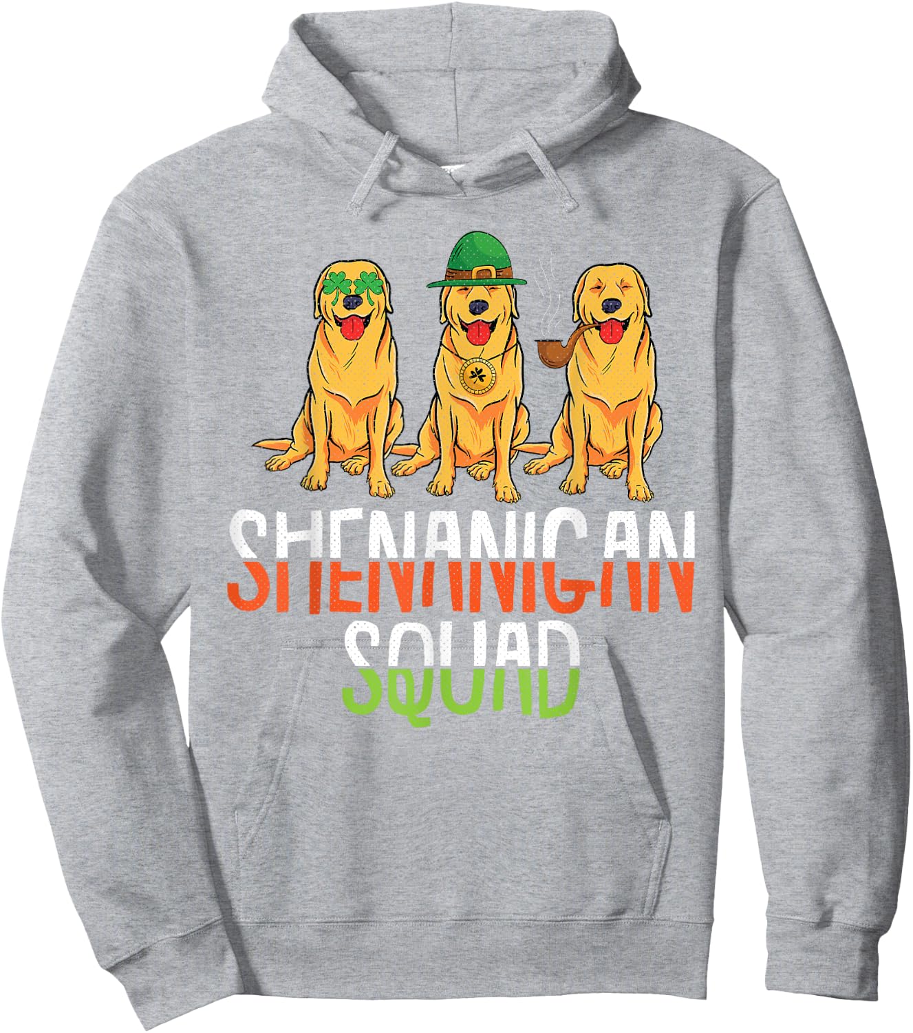 Shenanigan Squad St Patricks Day Cute Golden Retriever Gift Hoodie - Hoodie | Ash