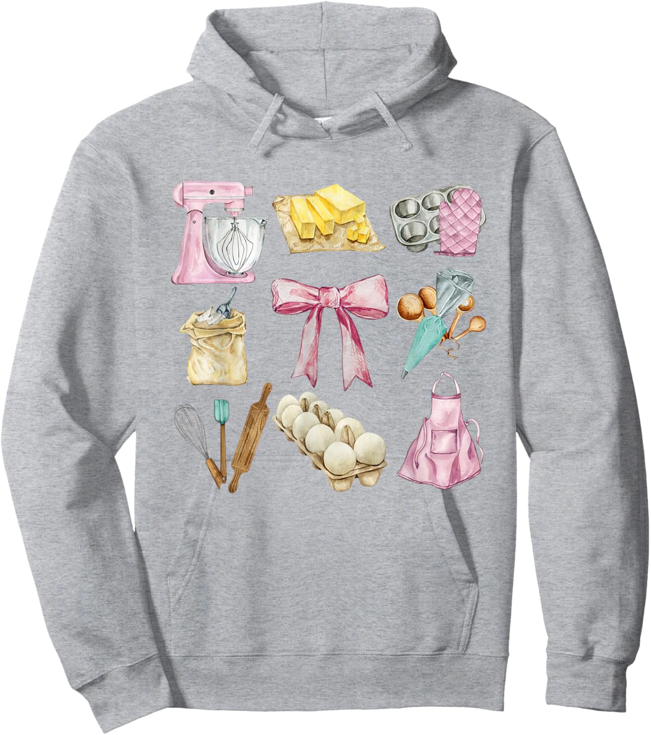 Retro Coquette Baker Aesthetic Bake Lover Baking Women Girls Hoodie - Hoodie | Ash