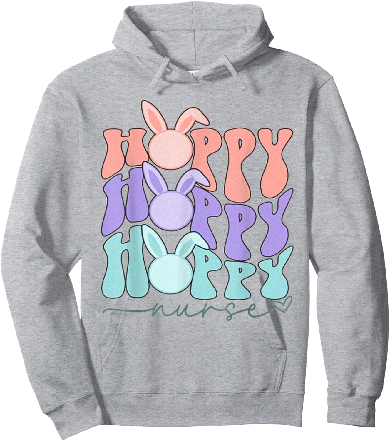 Retro Nurse Easter Hoppy Nurse Rn Easter Groovy Bunny Spring Hoodie - Hoodie | Ash