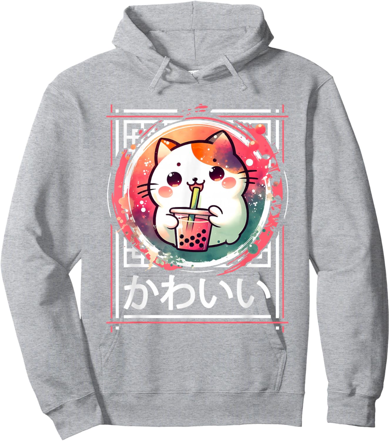 Cute Cat Boba Tea Anime Japanese Kids Teens , Black, S Hoodie - Hoodie | Ash