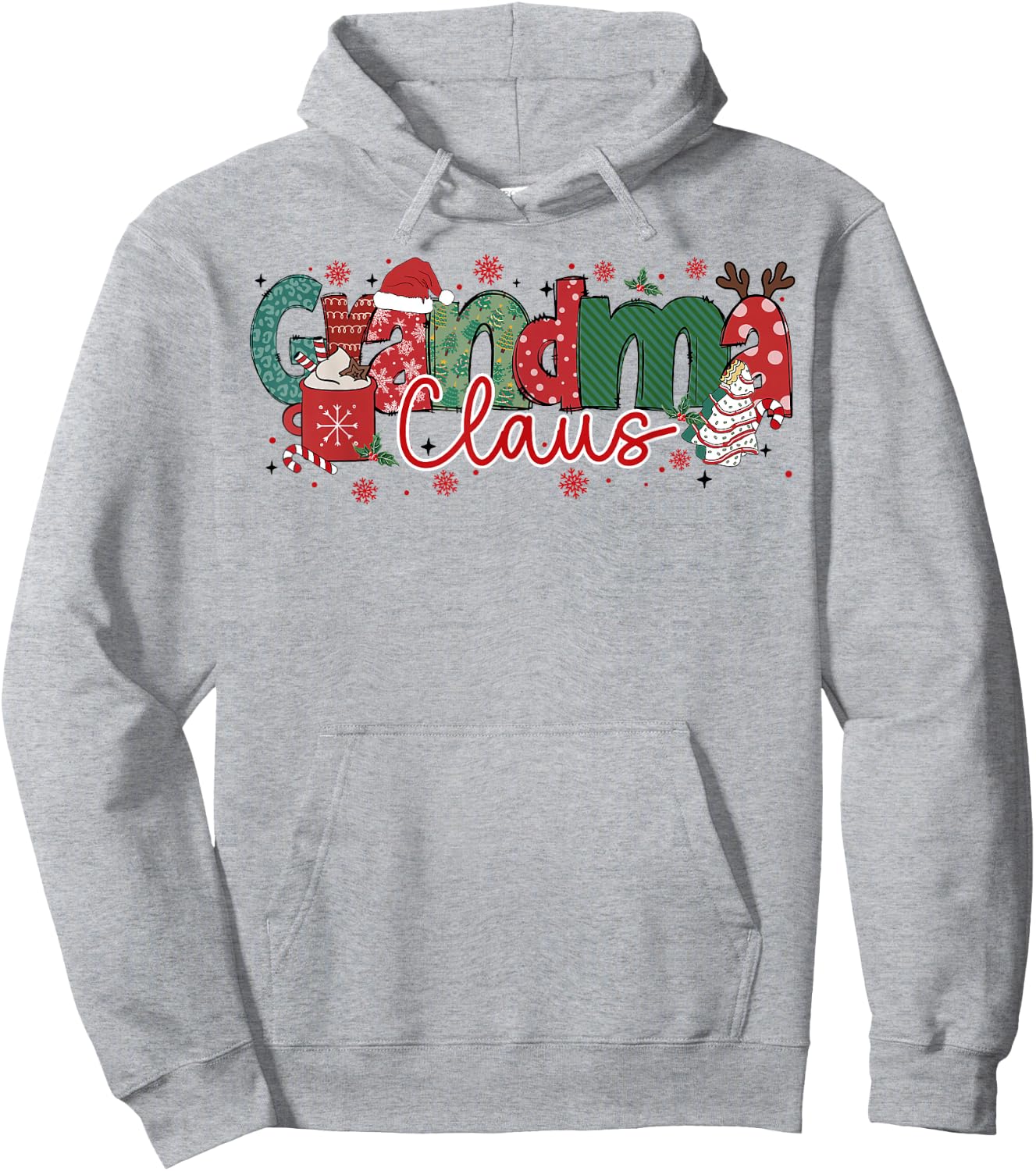 Grandma Claus Christmas Pajama Santa Claus Family Matching Hoodie - Hoodie | Ash
