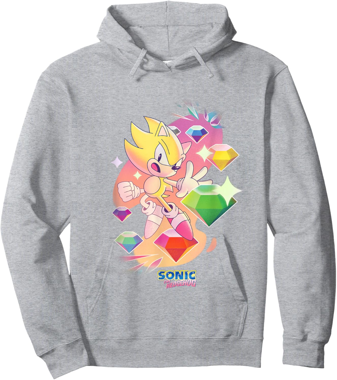 Sonic The Hedgehog Super Sonic Chaos Emeralds Vintage Hoodie - Hoodie | Ash