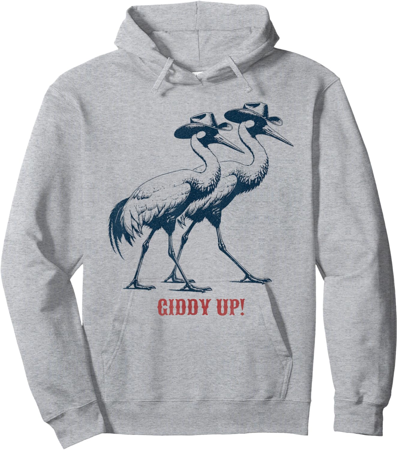Giddy Up - Rodeo / Cowboy Whooping Crane Hoodie - Hoodie | Ash