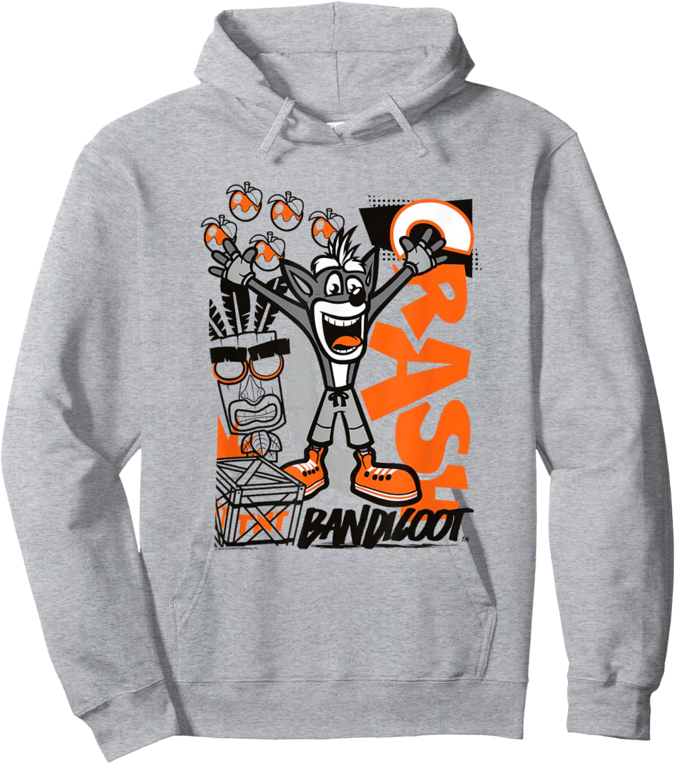 Crash Bandicoot Retro Vintage Crash Wumpa Graffiti Badge Hoodie - Hoodie | Ash
