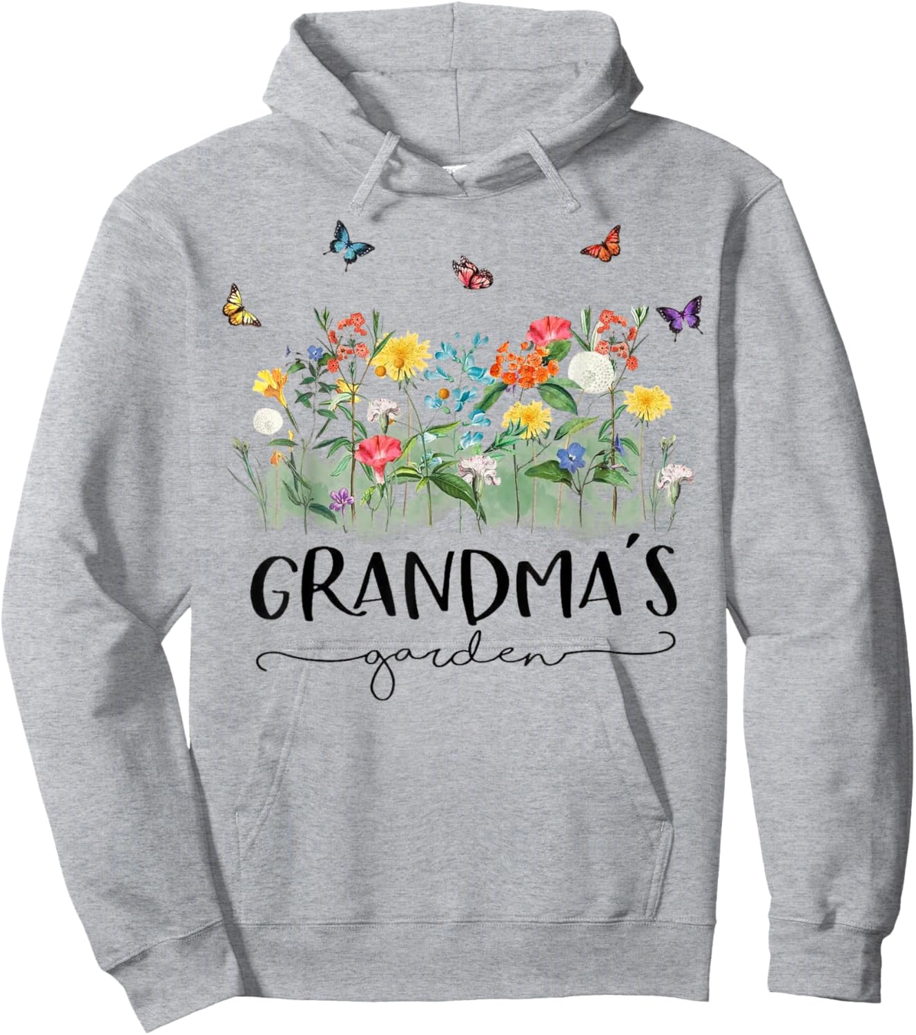 Butterfly Flowers Plant Grandma's Garden Gardener Hoodie - Hoodie | Ash