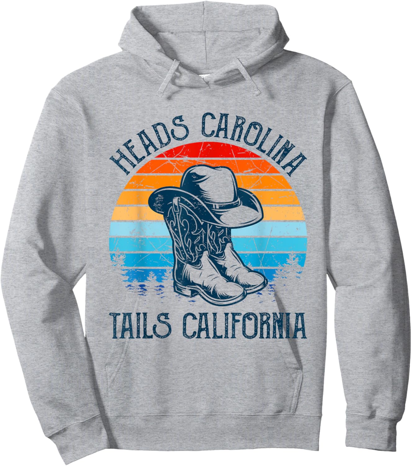 Heads Carolina Tail California Country Music Cowgirl Western Hoodie - Hoodie | Ash