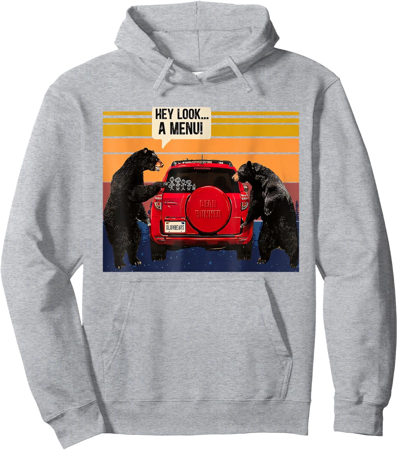Hey Look the Menu Mountains Forest Camping Wilderness Bear Hoodie - Hoodie | Ash
