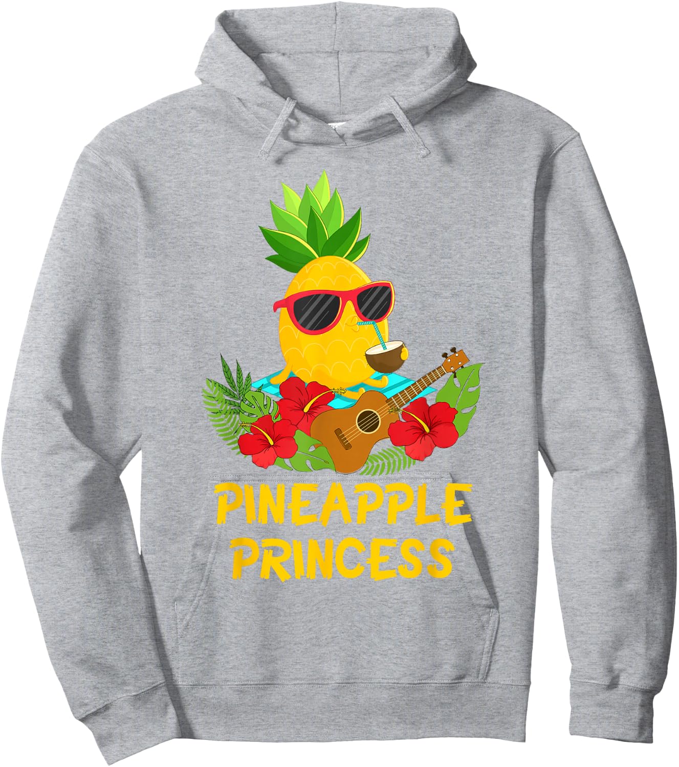 Pineapple Shirt Pineapple Princess with Ukulele Gifts Hoodie - Hoodie | Ash