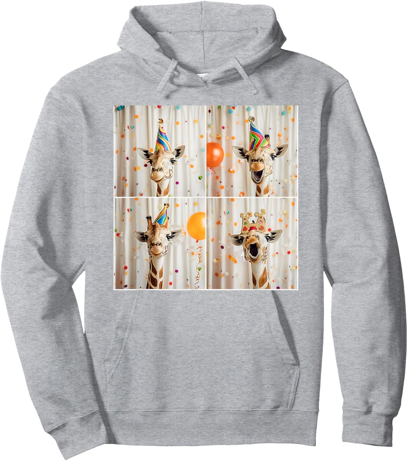 Happy Giraffe Face Jungle Animal Selfie Birthday Giraffe Hoodie - Hoodie | Ash