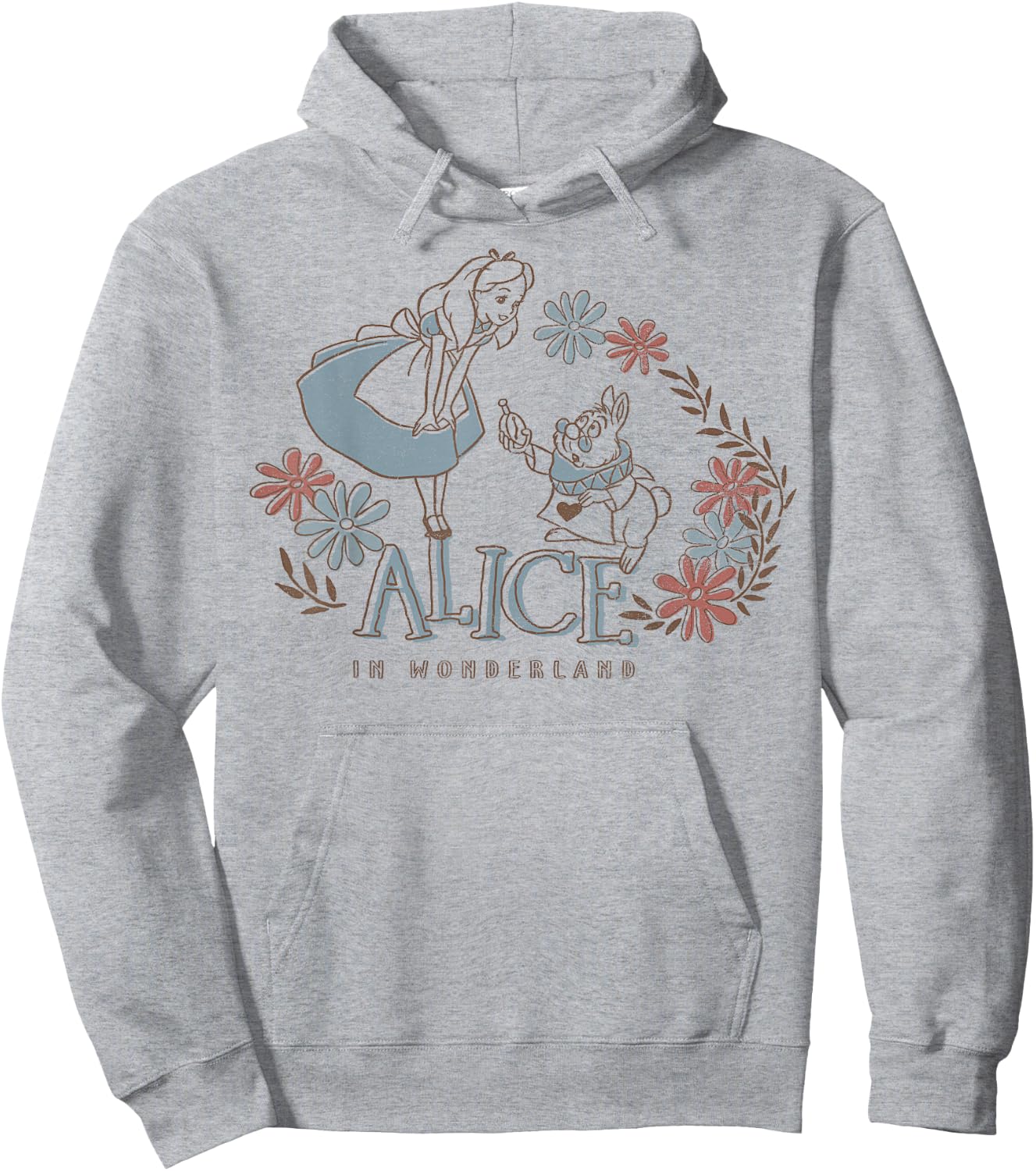 Disney Alice In Wonderland Alice And White Rabbit Floral Hoodie - Hoodie | Ash