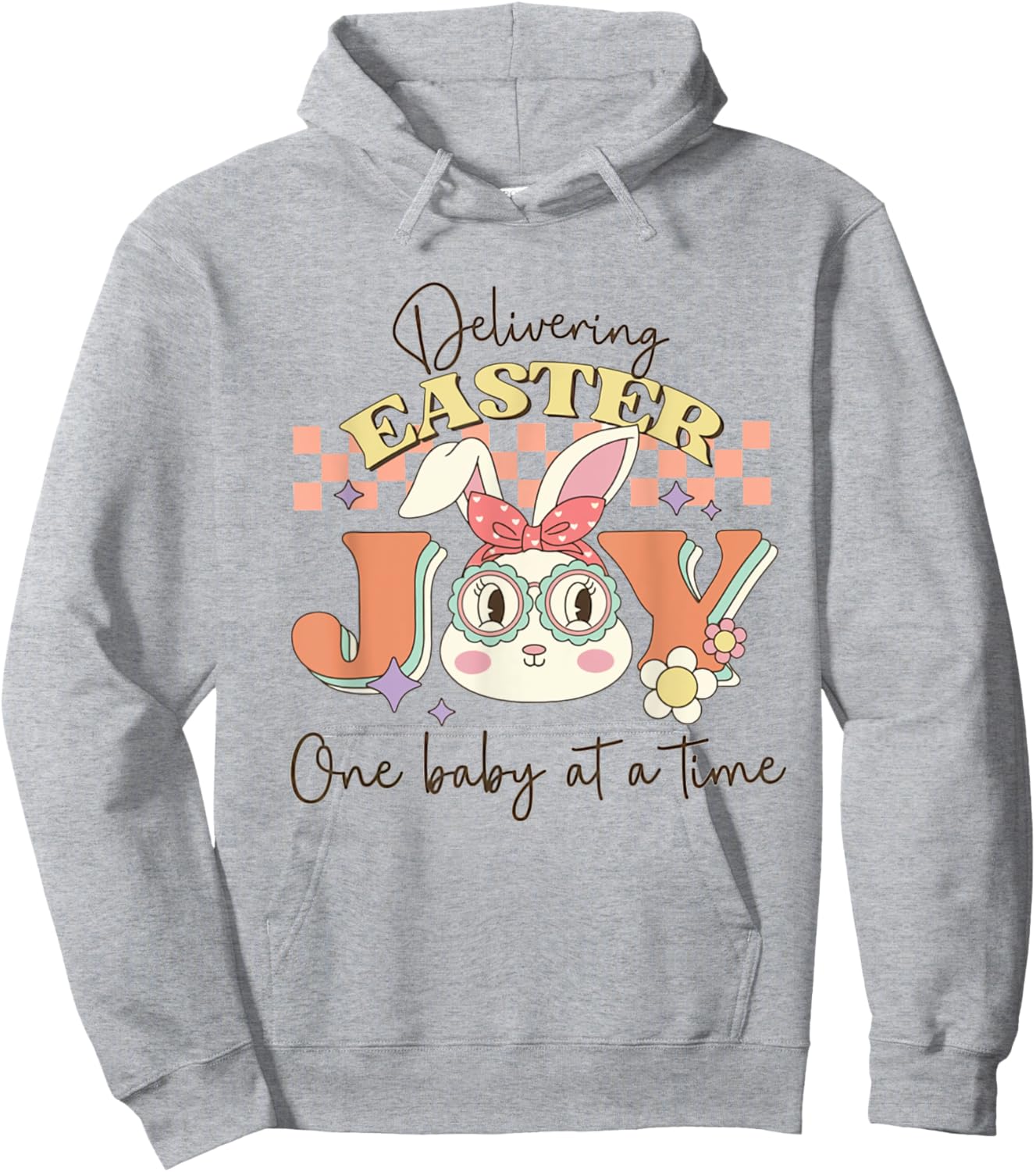 Retro Delivering Easter One Baby At A Time Labor Delivery Hoodie - Hoodie | Ash