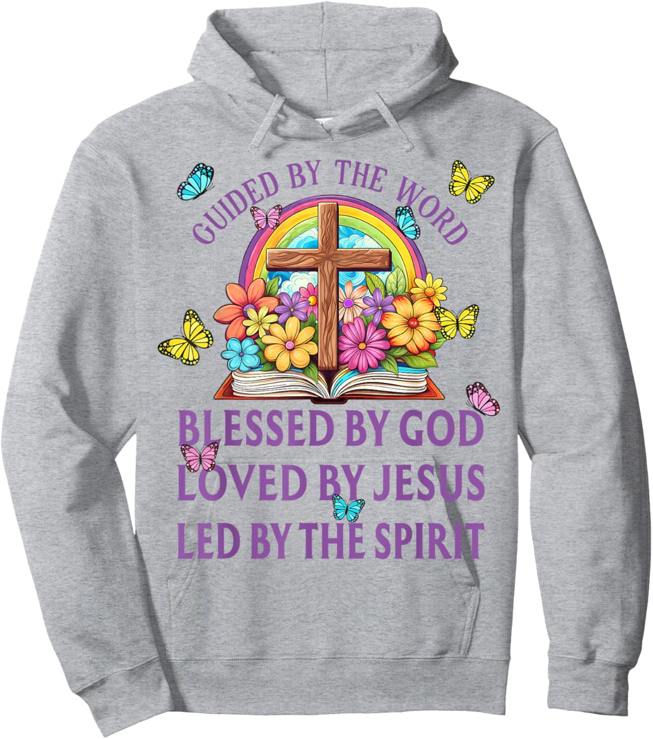 Guided By The Bible Blessed By God Loved By Jesus Christian Hoodie - Hoodie | Ash