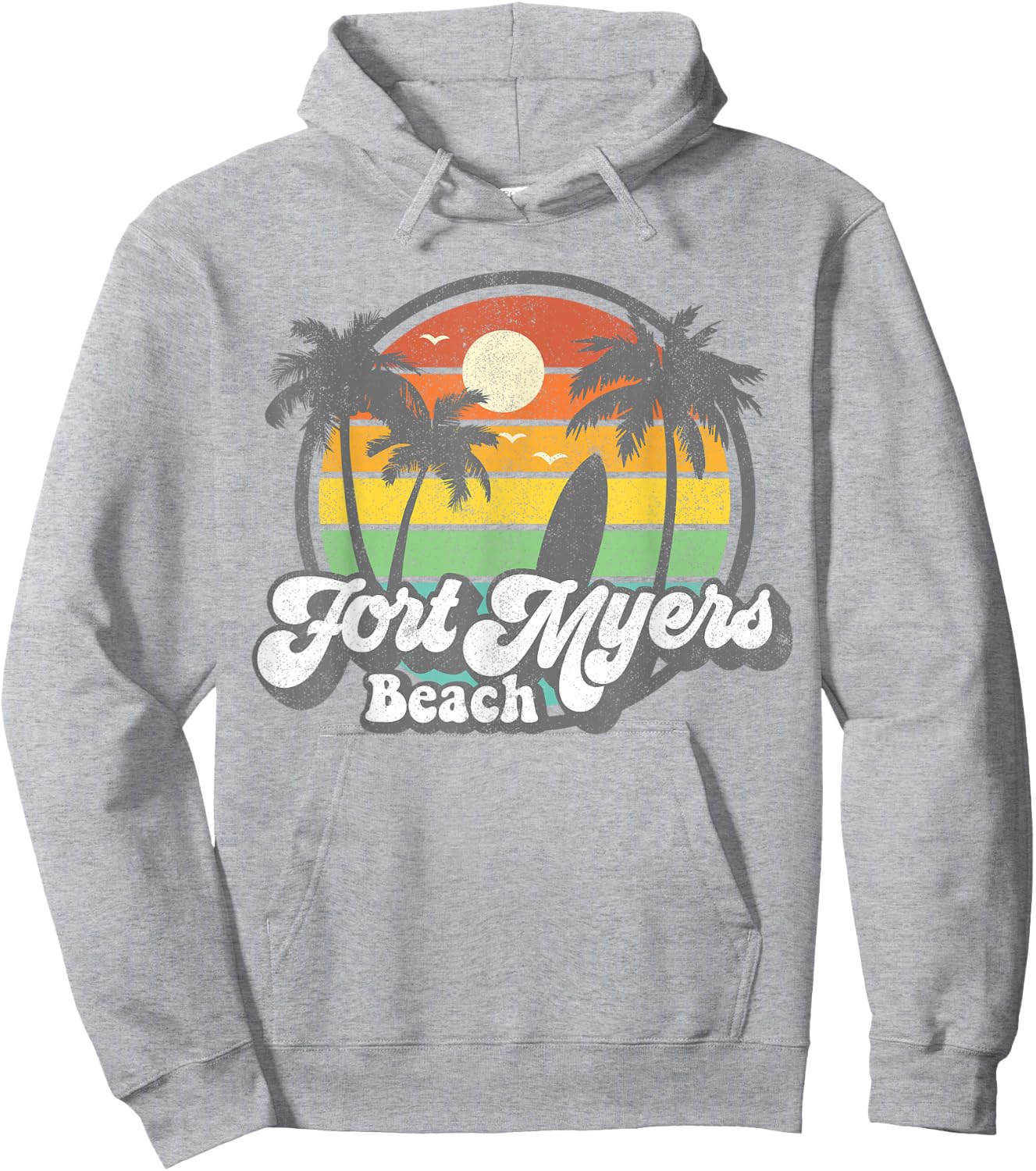Vintage Fort Myers Beach Florida Surfing Retro 70s Surf Gift Hoodie - Hoodie | Ash