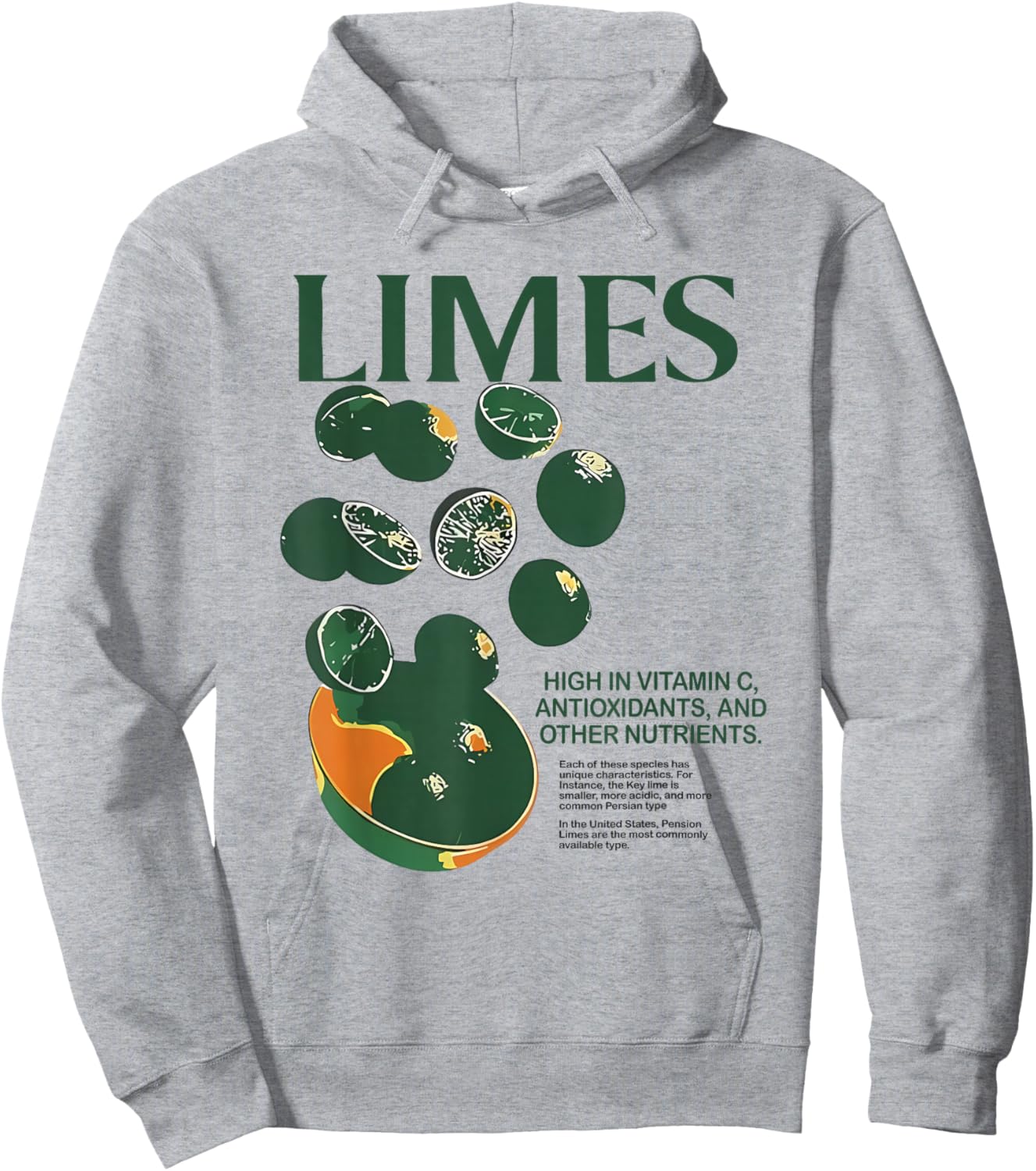 Retro Vintage Limes Graphic Vegetables Lemon Women and Men Hoodie - Hoodie | Ash