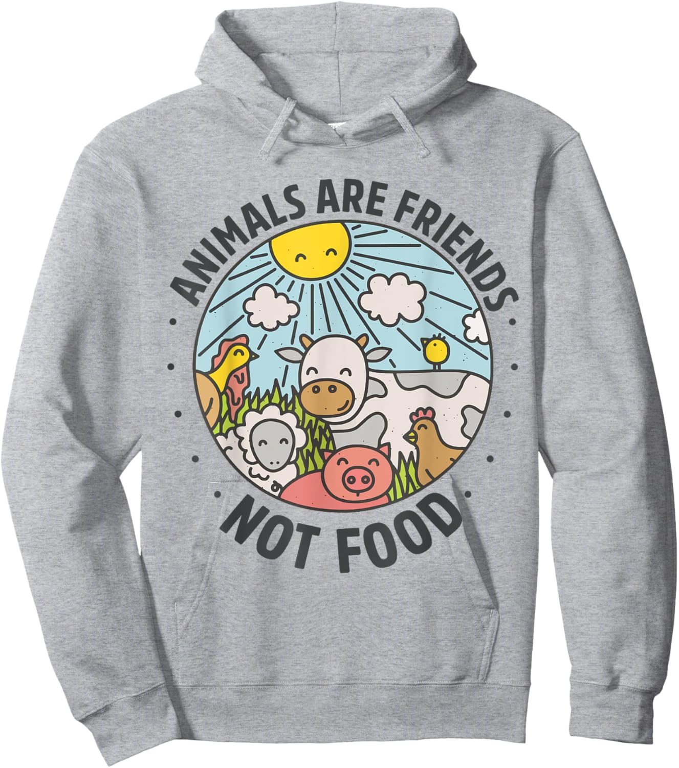 Animals Are Friends Not Food Animal Lover Funny Vegetarian Hoodie - Hoodie | Ash