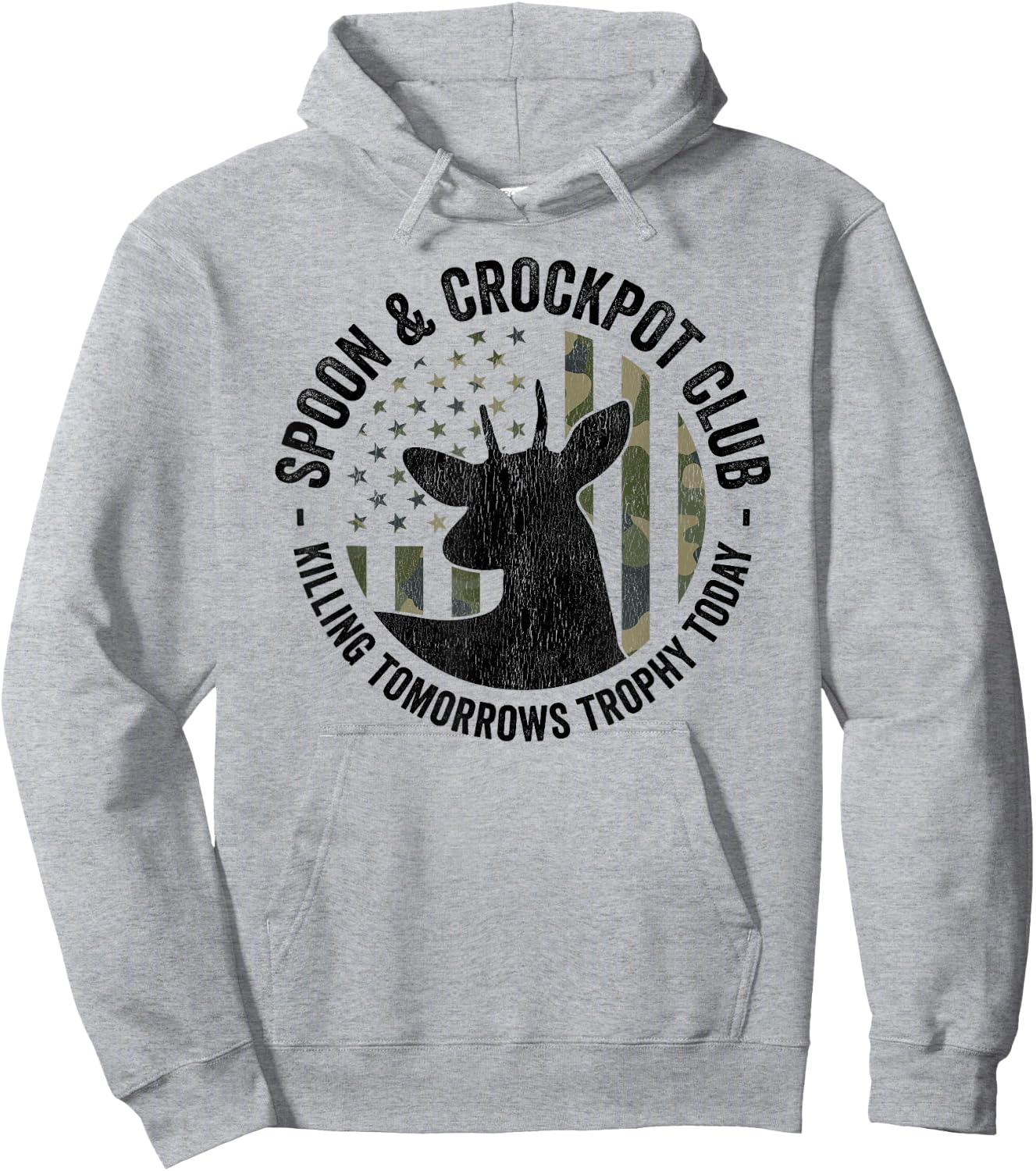Spoon And Crockpot Club Funny Deer Hunter Hunting Joke CAMO Hoodie - Hoodie | Ash