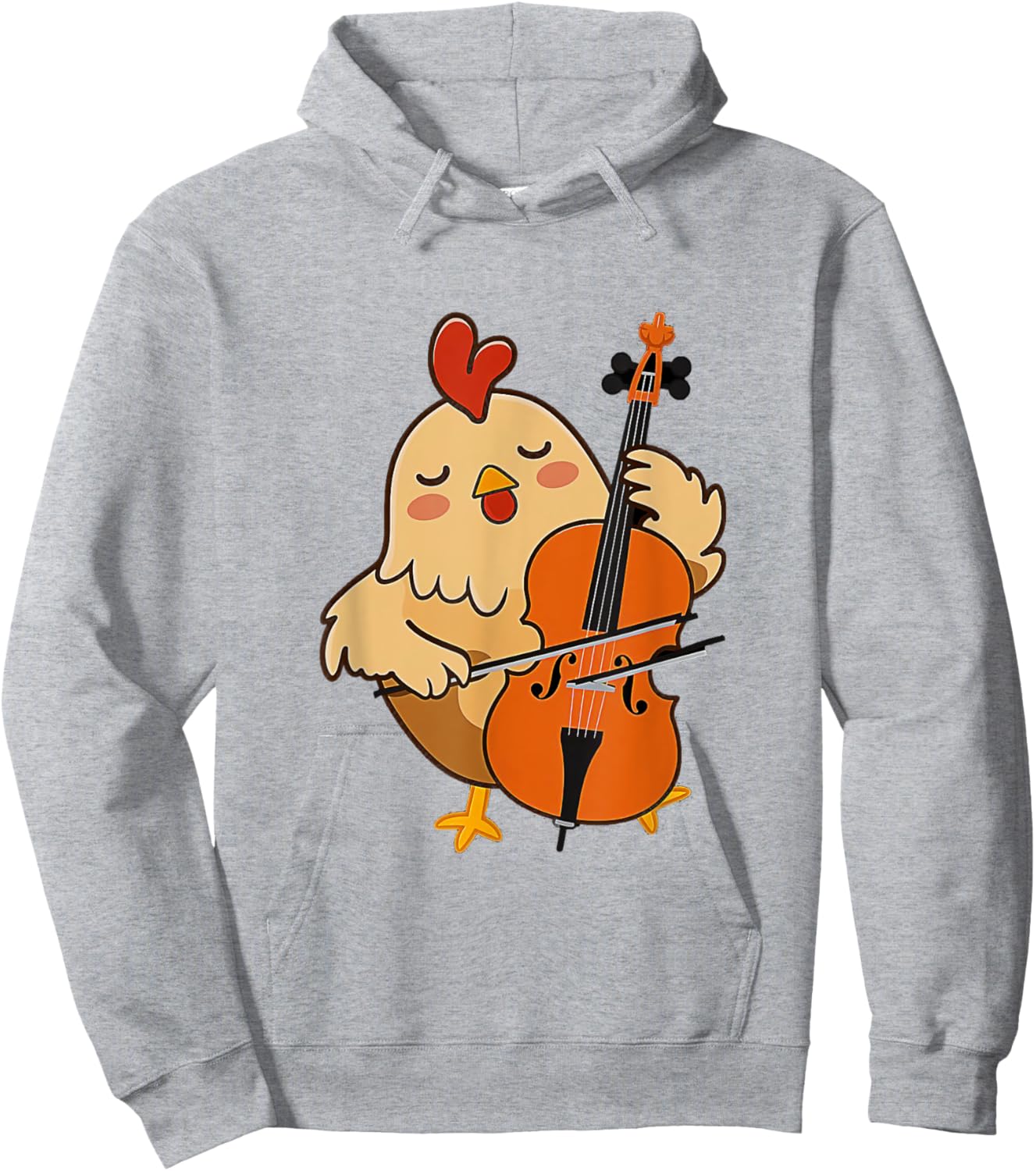 Cellist Chicken Cello Player Orchestra Music Animal Lover Hoodie - Hoodie | Ash