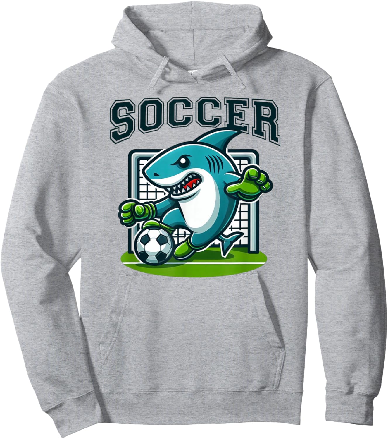 Soccer Shark Playing Soccer Hoodie - Hoodie | Ash