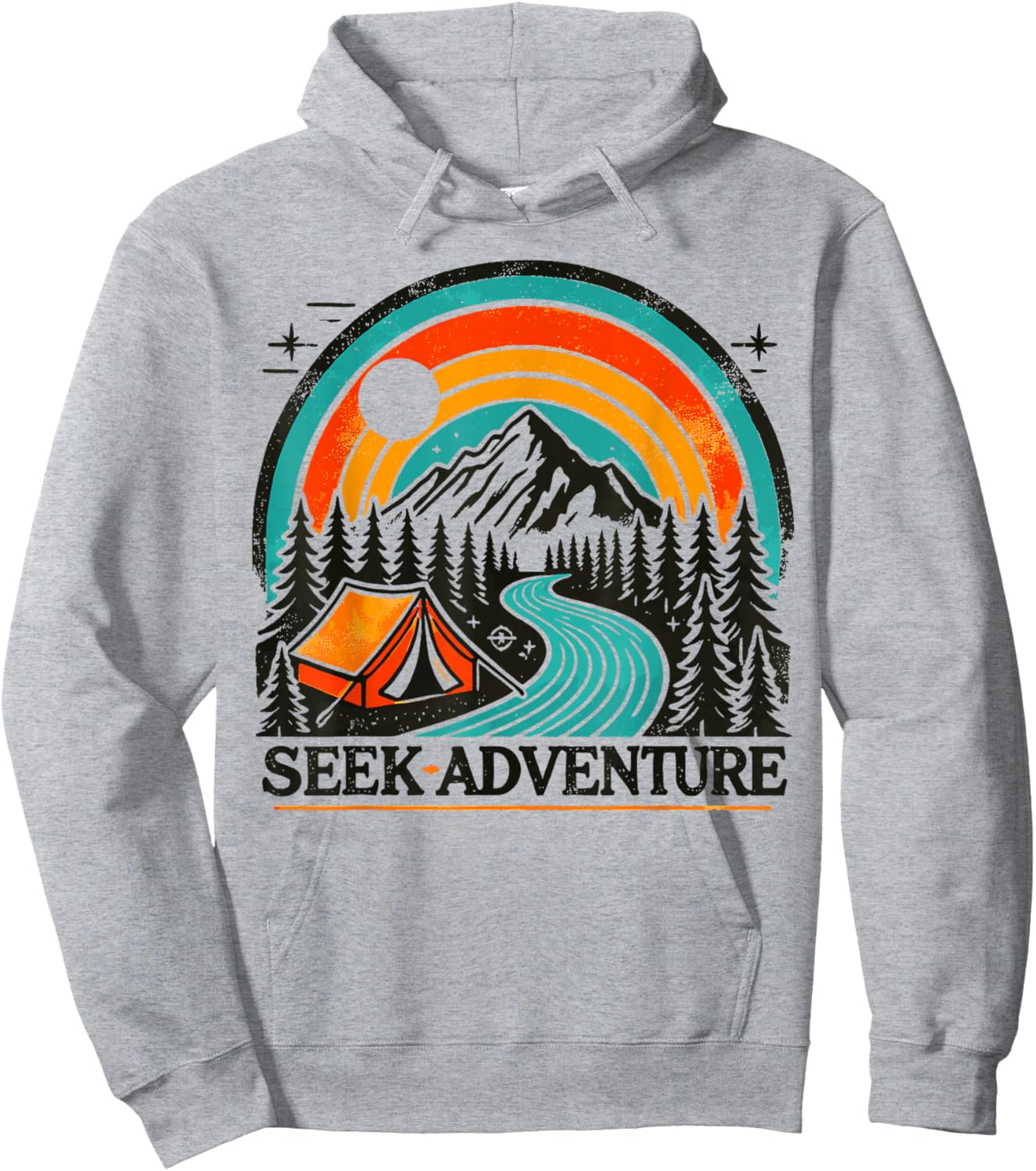 Seek Adventure Graphic Explore the Outdoors & Camping Fun Hoodie - Hoodie | Ash