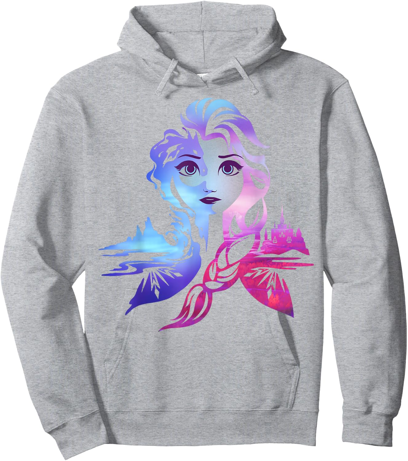 Disney Frozen 2 Elsa Two Tone Gradient Portrait Hoodie - Hoodie | Ash