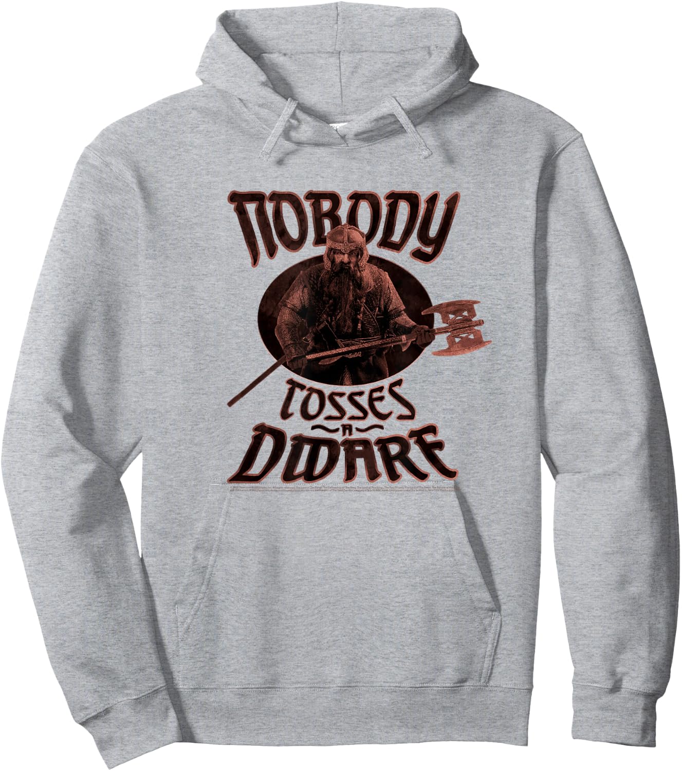 Lord of The Rings Gimli Nobody Tosses A Dwarf Portrait Hoodie - Hoodie | Ash