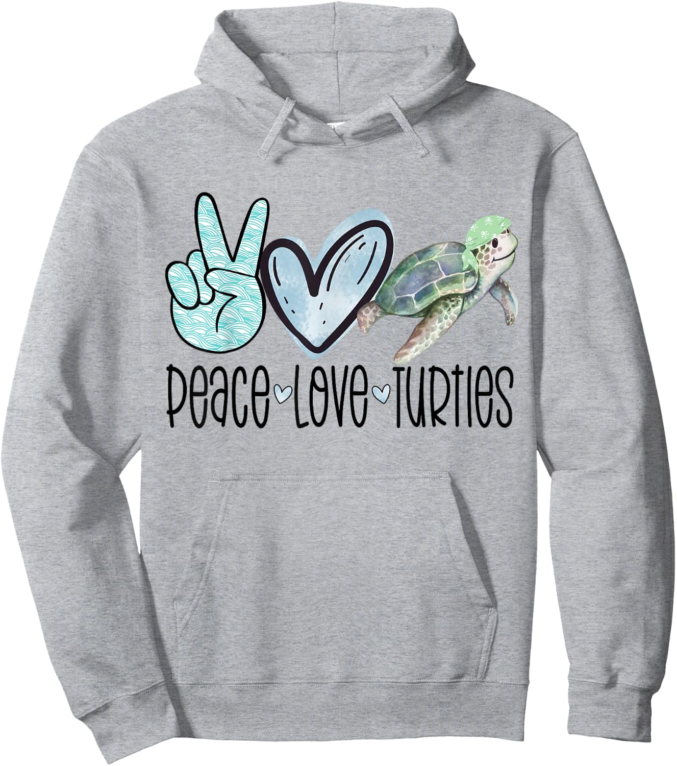Peace Love Turtles Turtle Gift Sea Ocean Animals Hoodie - Hoodie | Ash