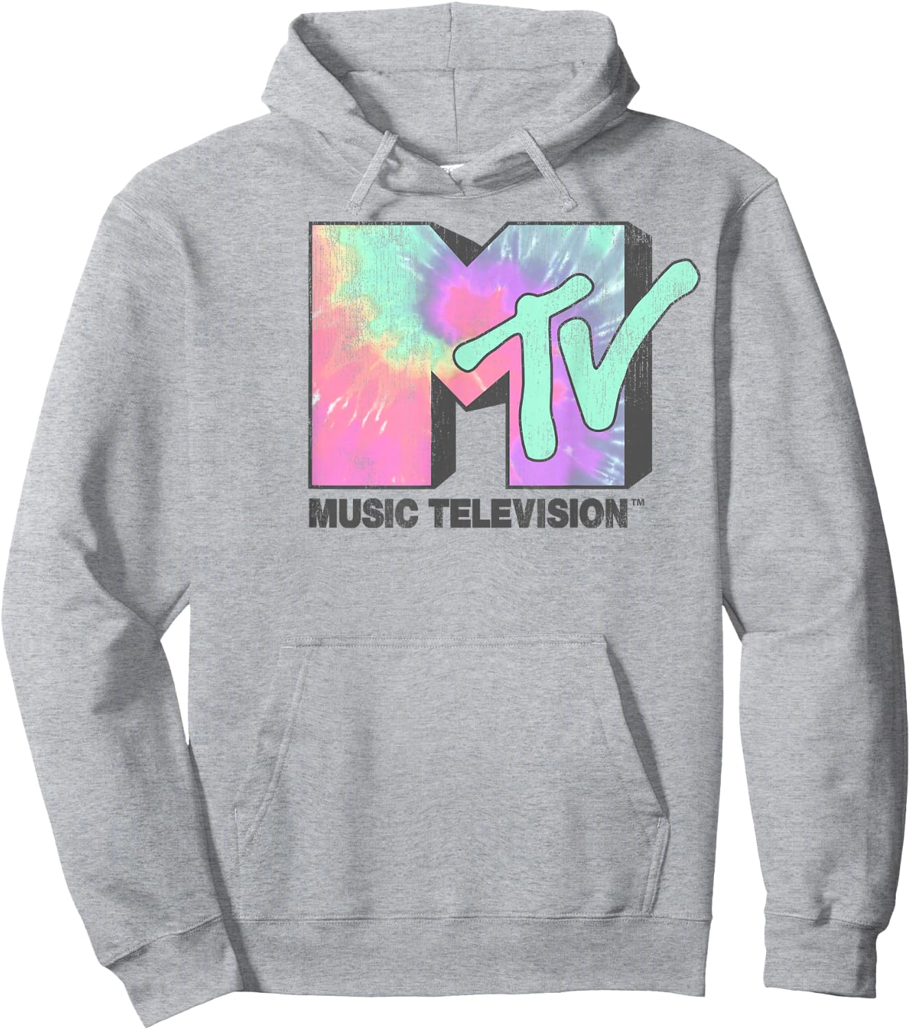 MTV Logo Neon Tie Dye Classic Graphic Hoodie - Hoodie | Ash